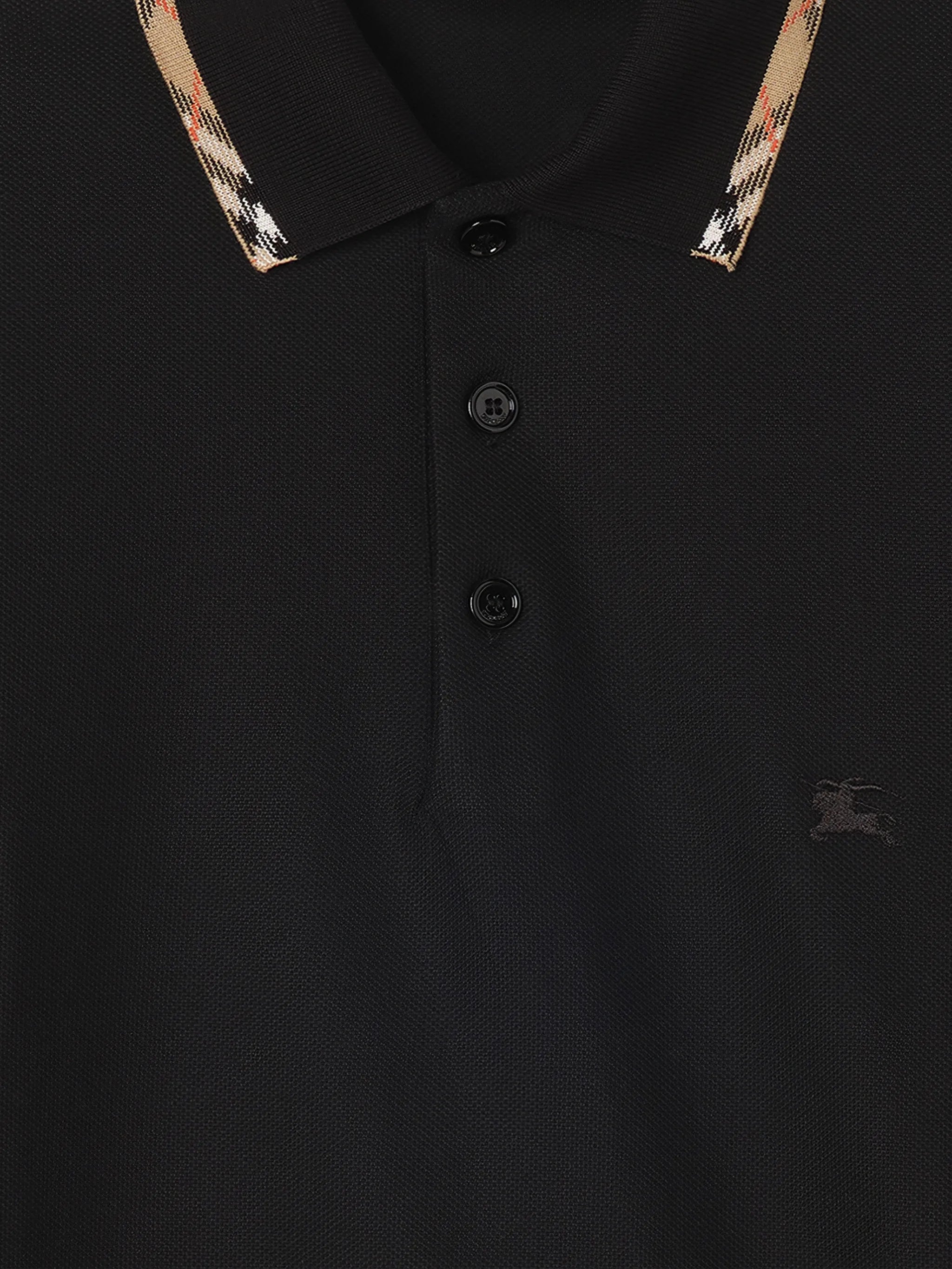 Check trim cotton polo shirt