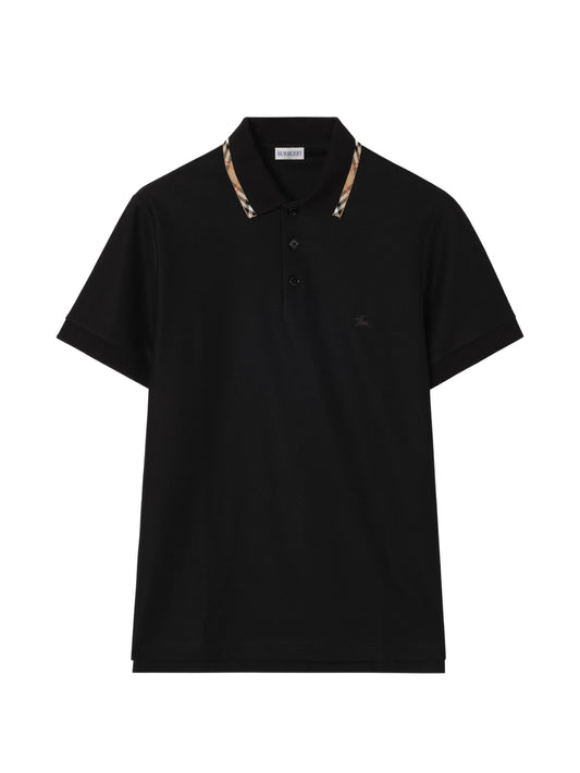 Check-trim cotton polo shirt