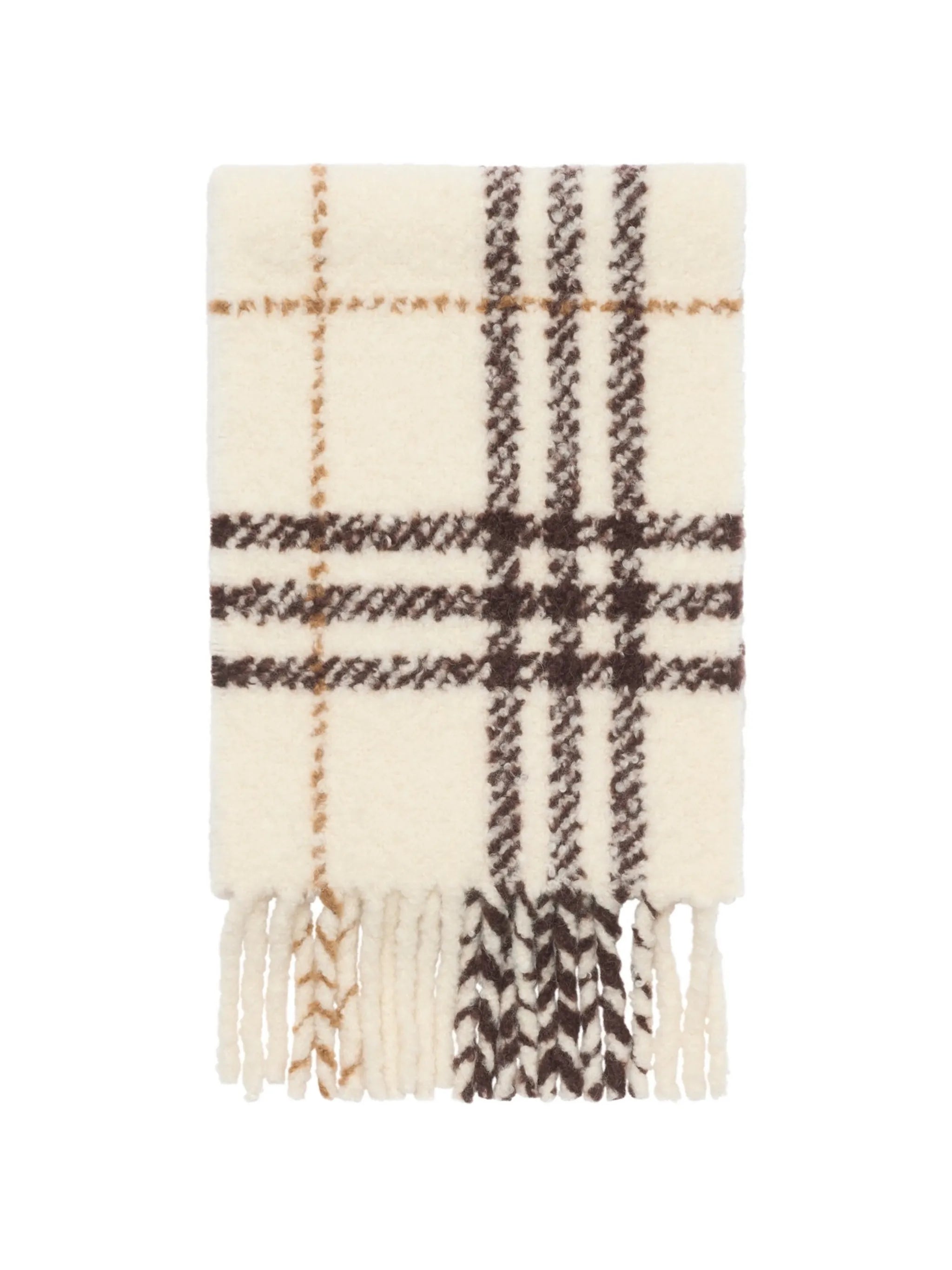 Check alpaca wool blend bouclé scarf