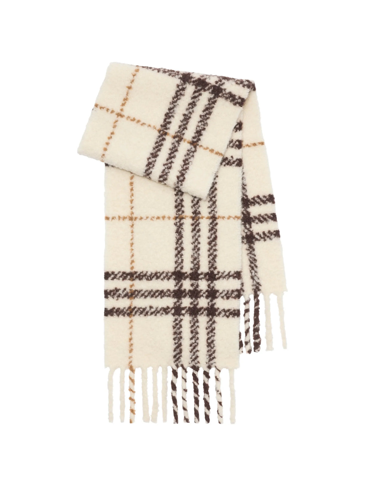 Check alpaca wool blend bouclé scarf