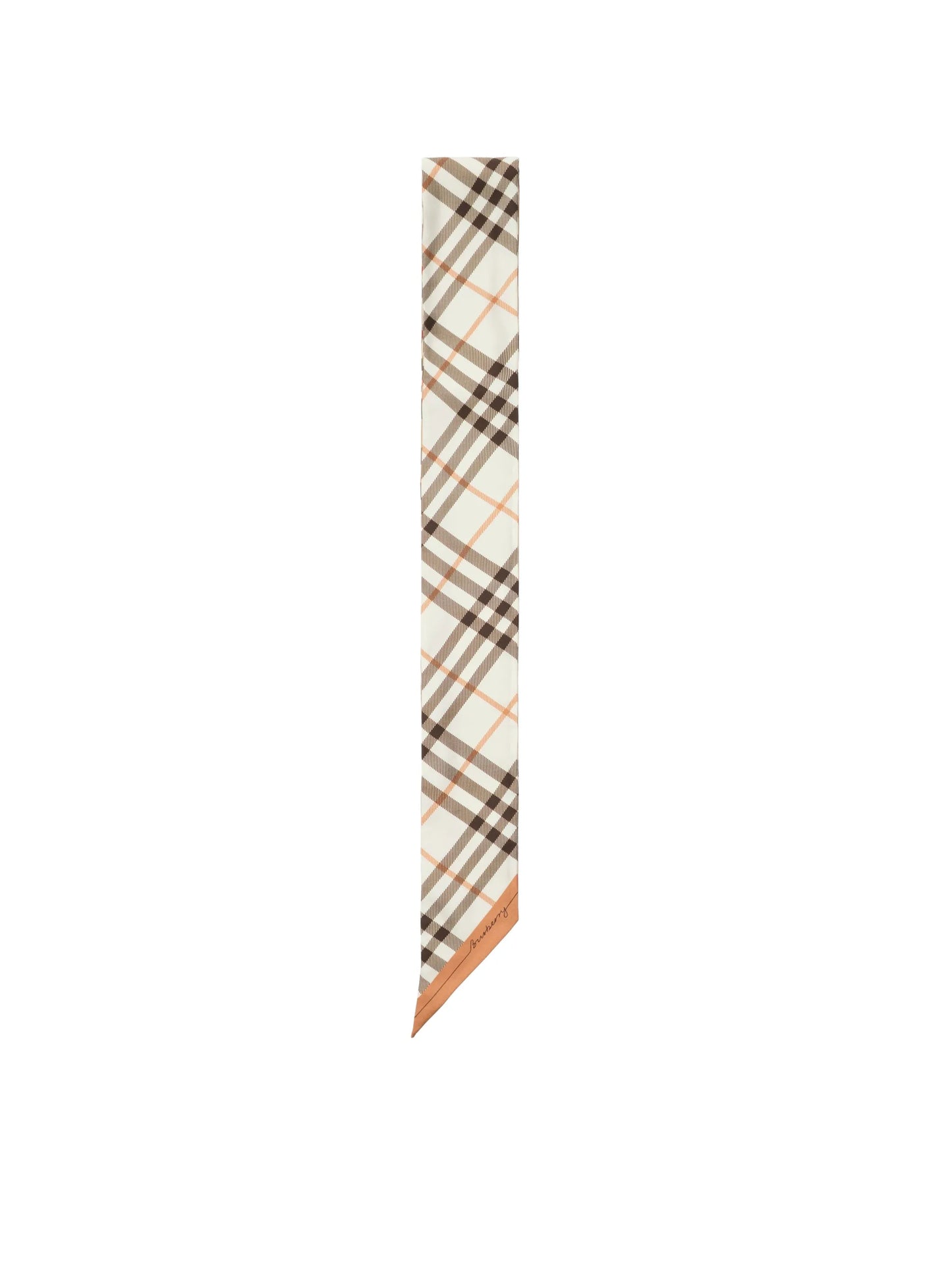 skinny contrast Check silk scarf