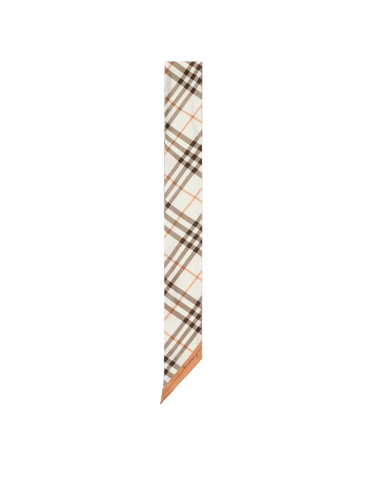 skinny contrast Check silk scarf