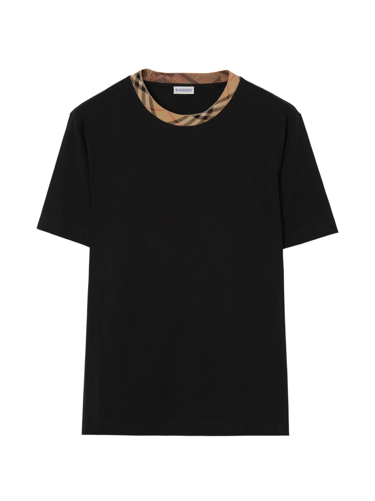 Check trim cotton T-shirt