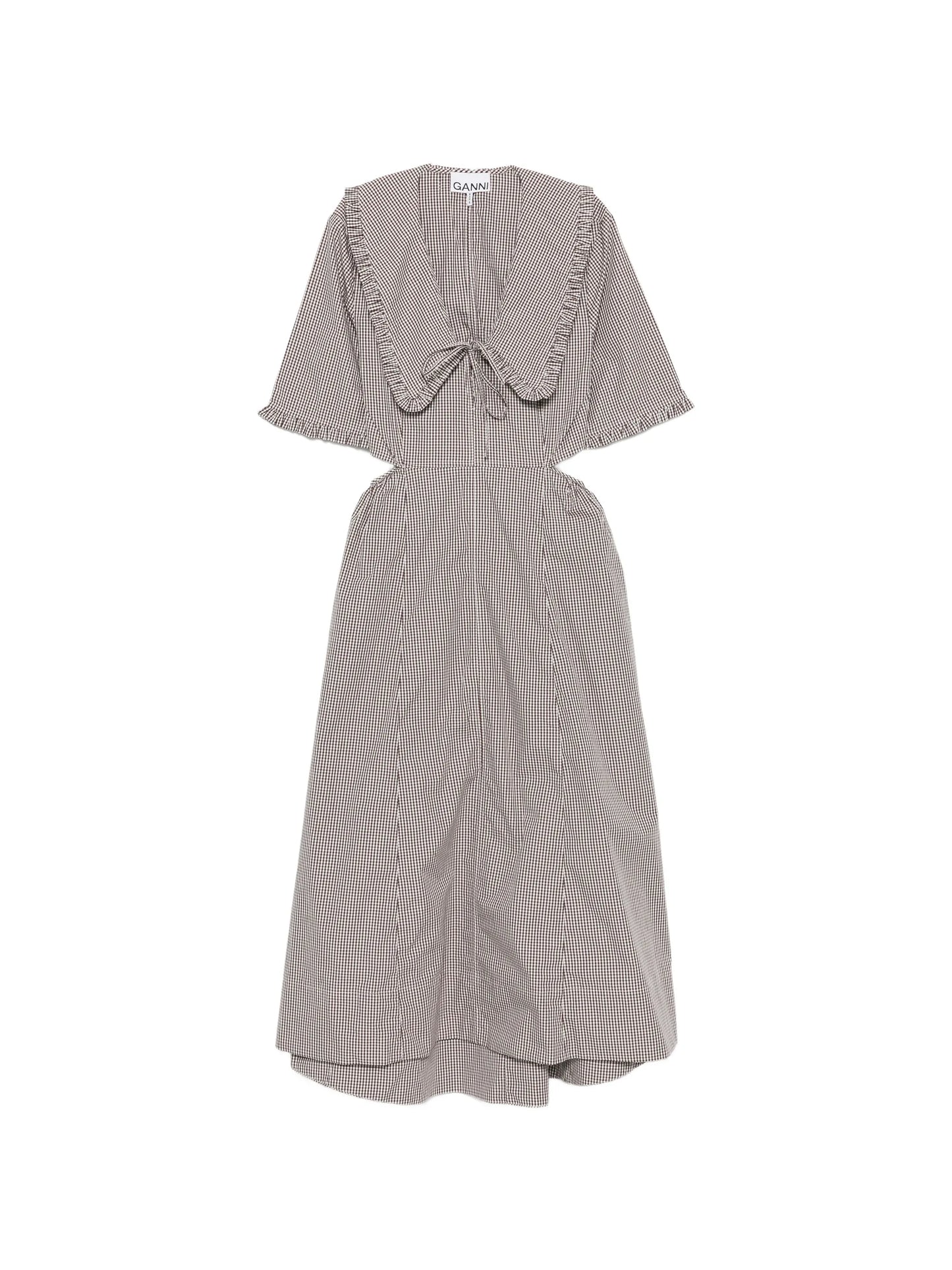 check-pattern cut-out midi dress