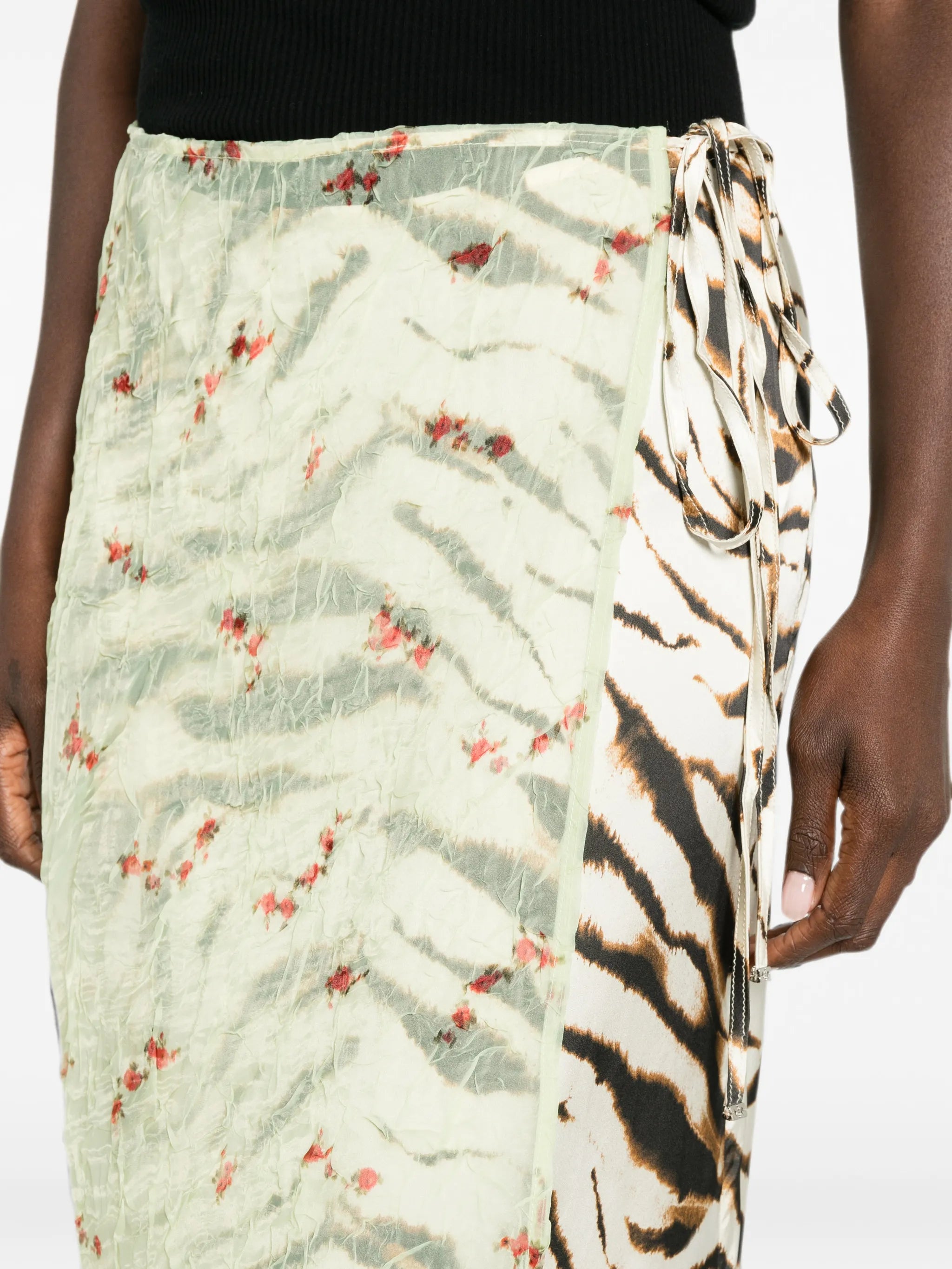 mix-print midi skirt