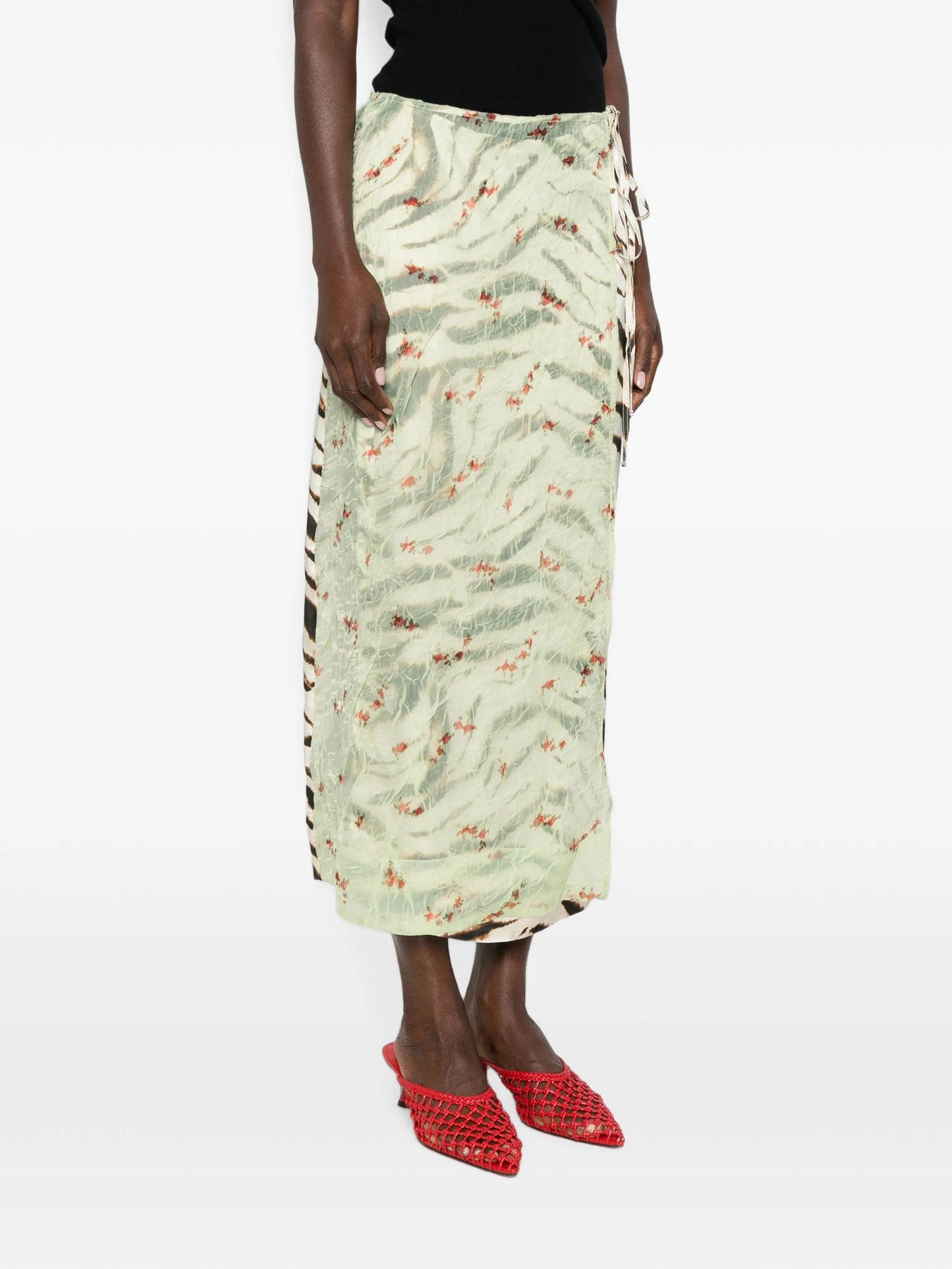 mix-print midi skirt