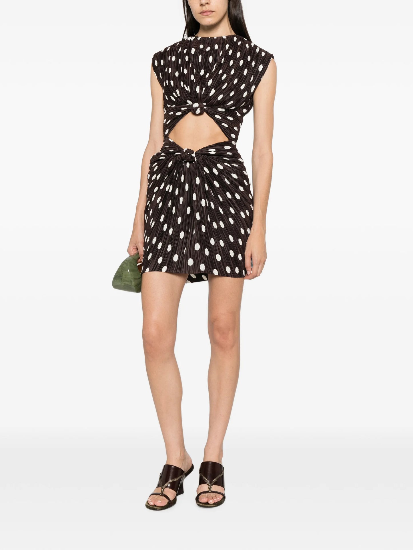 Marilou polka-dot plissé dress