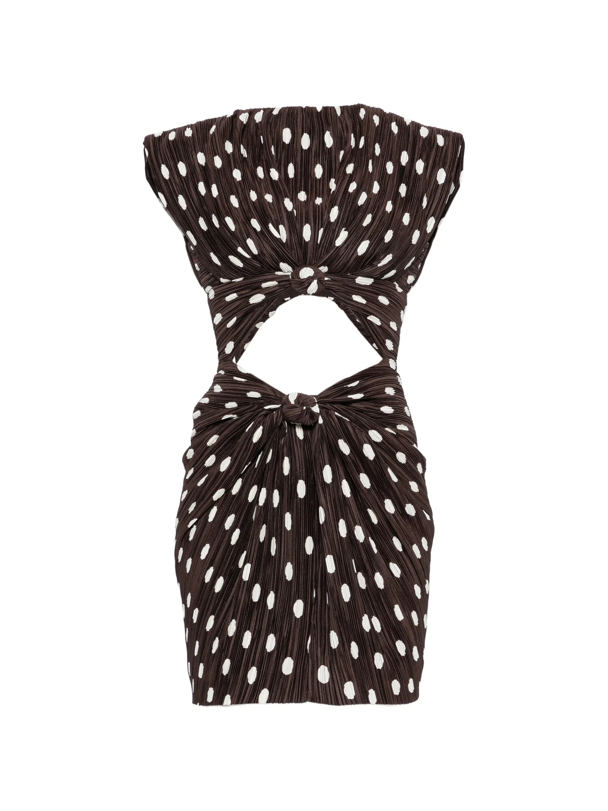 Marilou polka-dot plissé dress