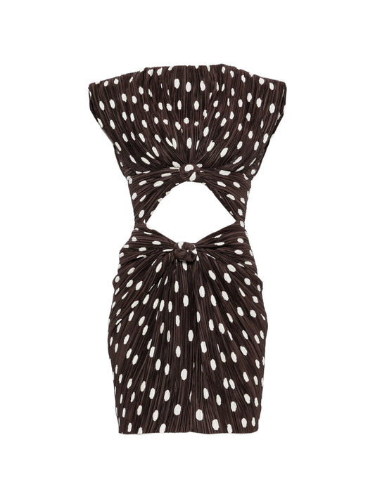 Marilou polka-dot plissé dress
