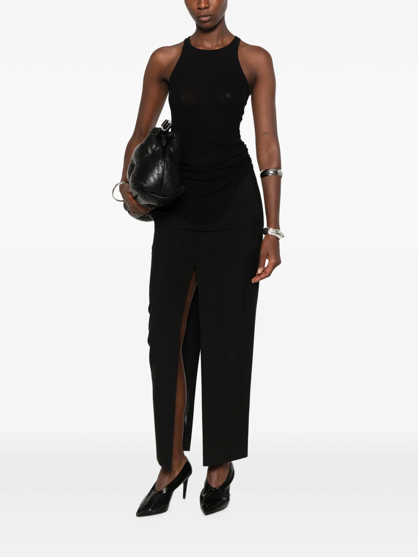 ribbed curved-hem tank top