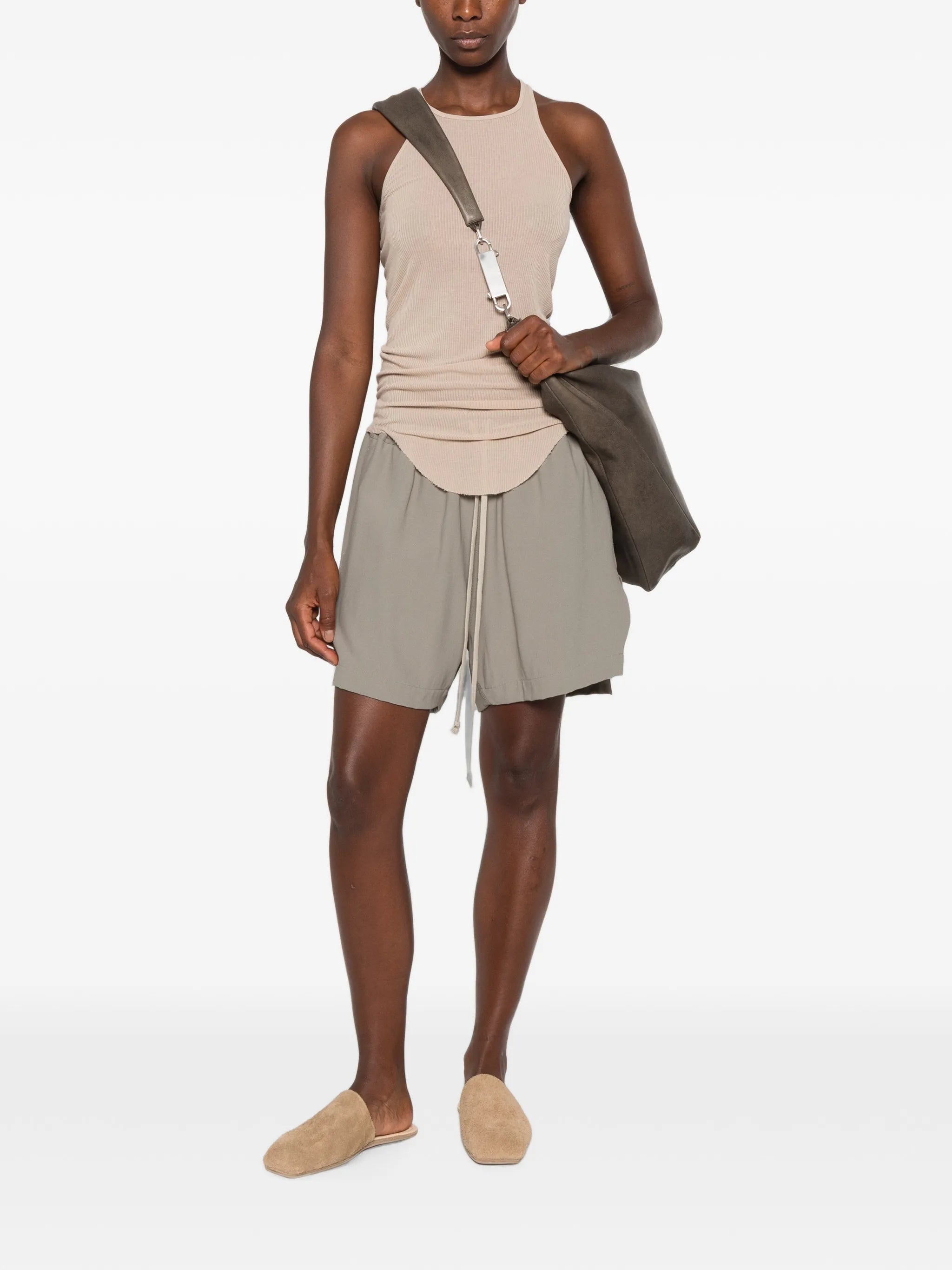 Tower basic rib tank in viscose silk rib jersey