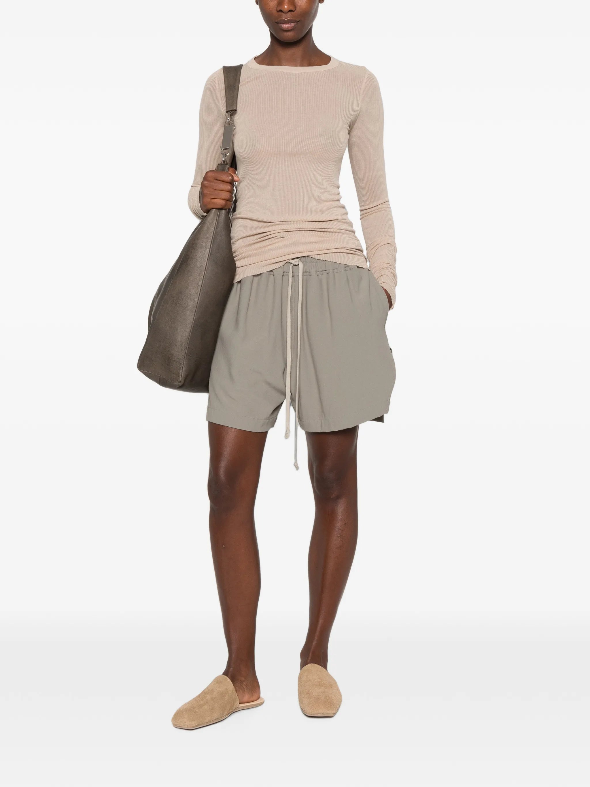 ribbed-knit long-sleeve T-shirt
