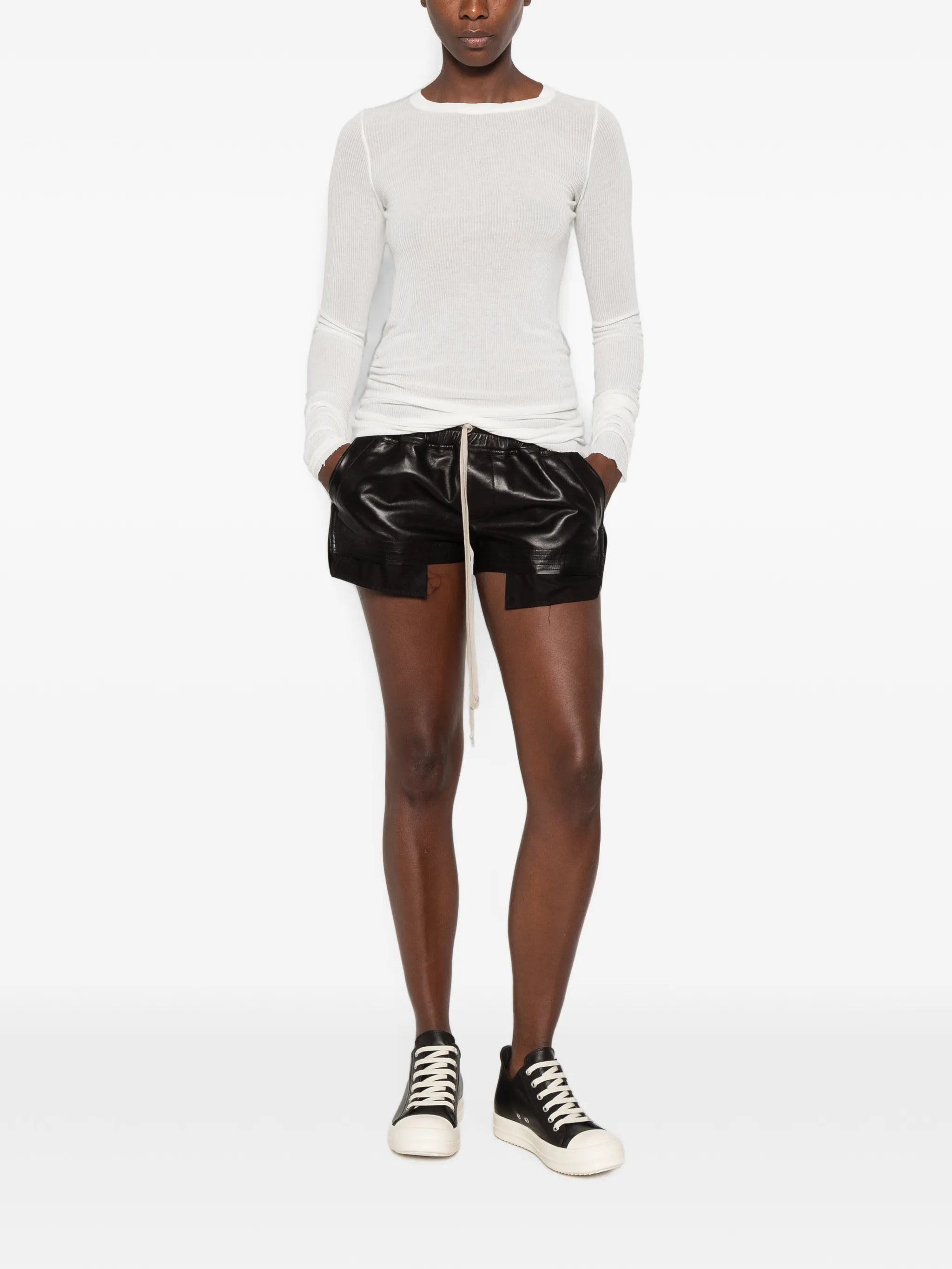ribbed-knit long-sleeve T-shirt