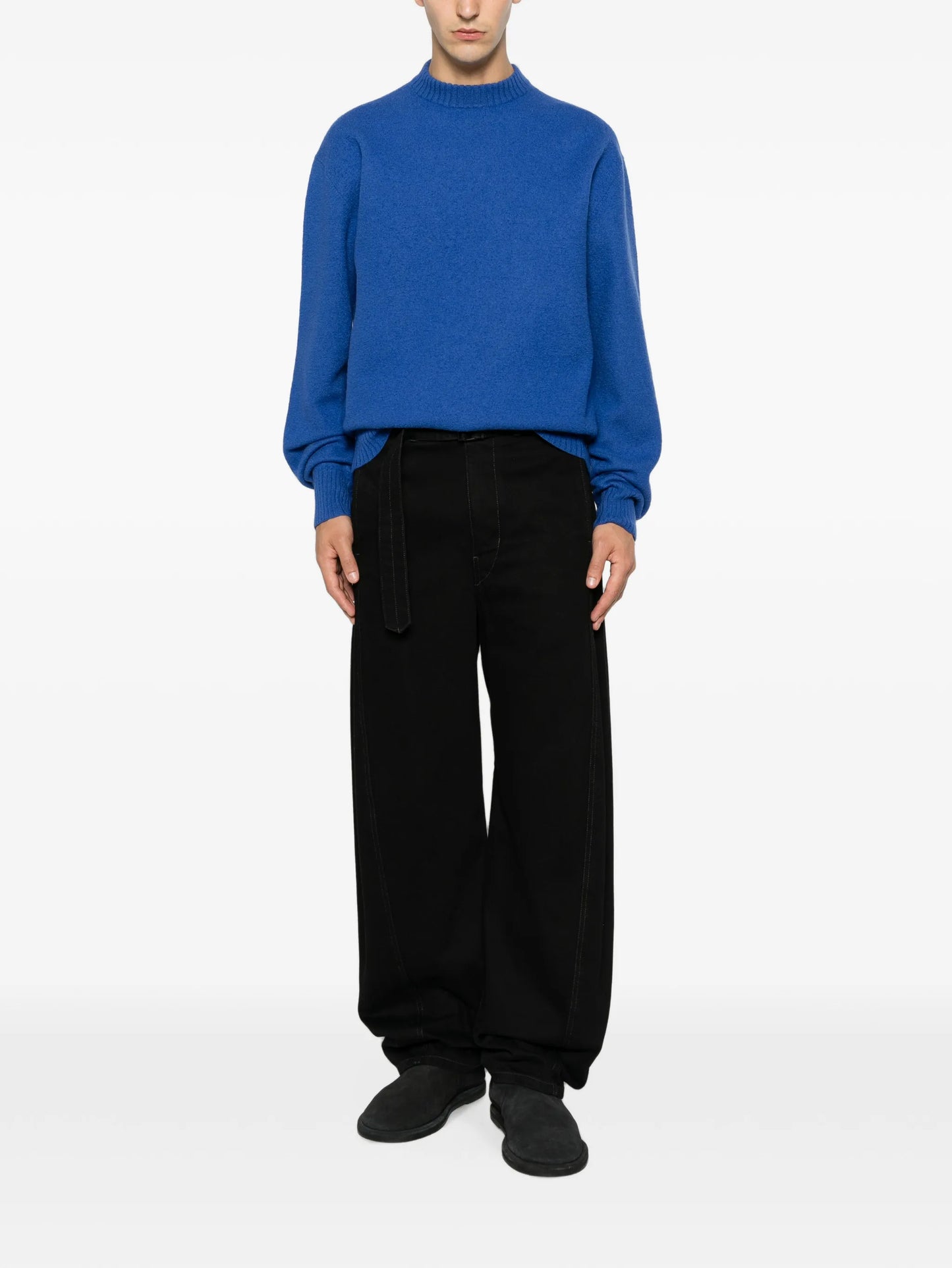 ribbed-knit trim wool sweater