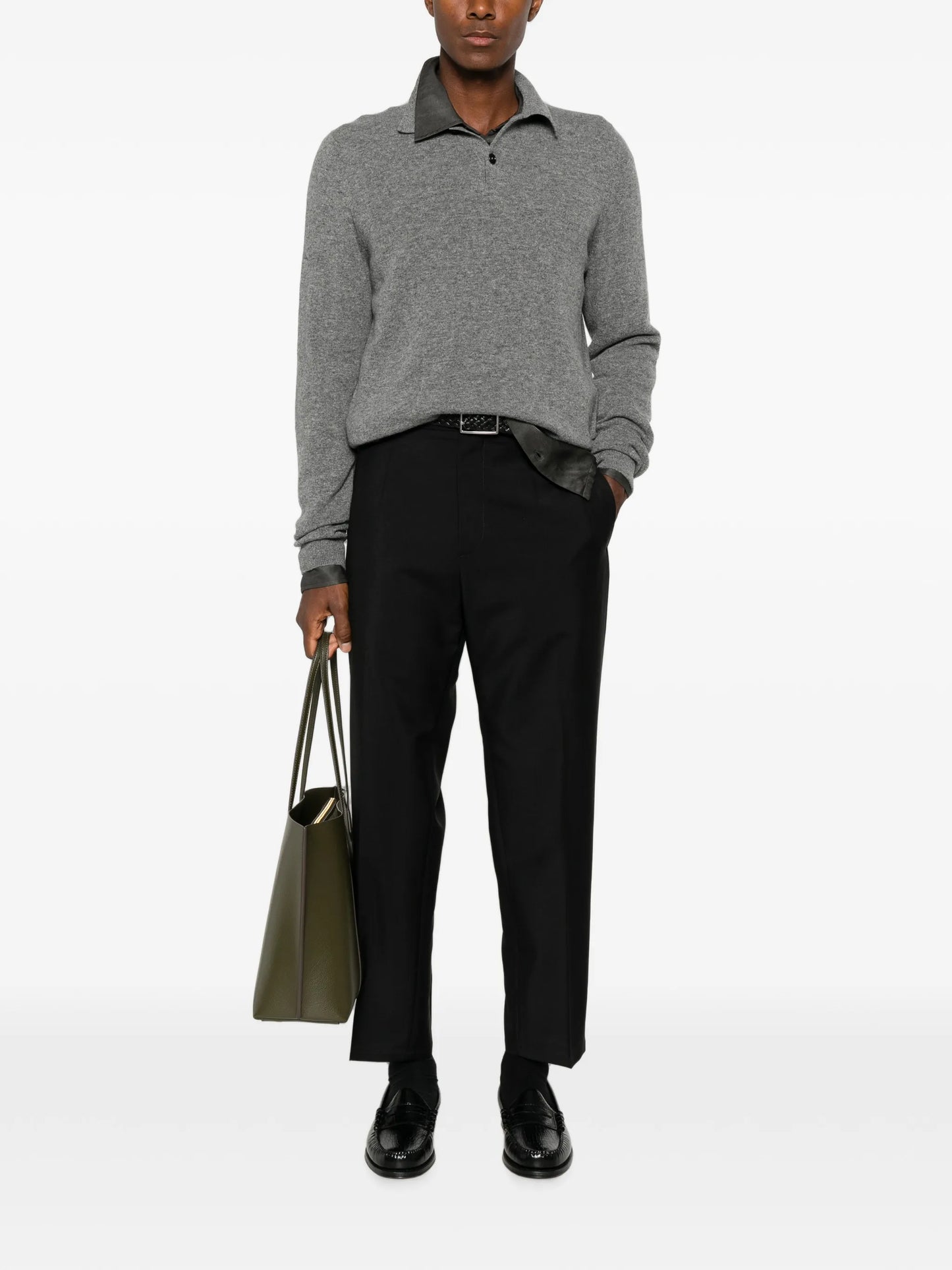 straight-leg cotton trousers