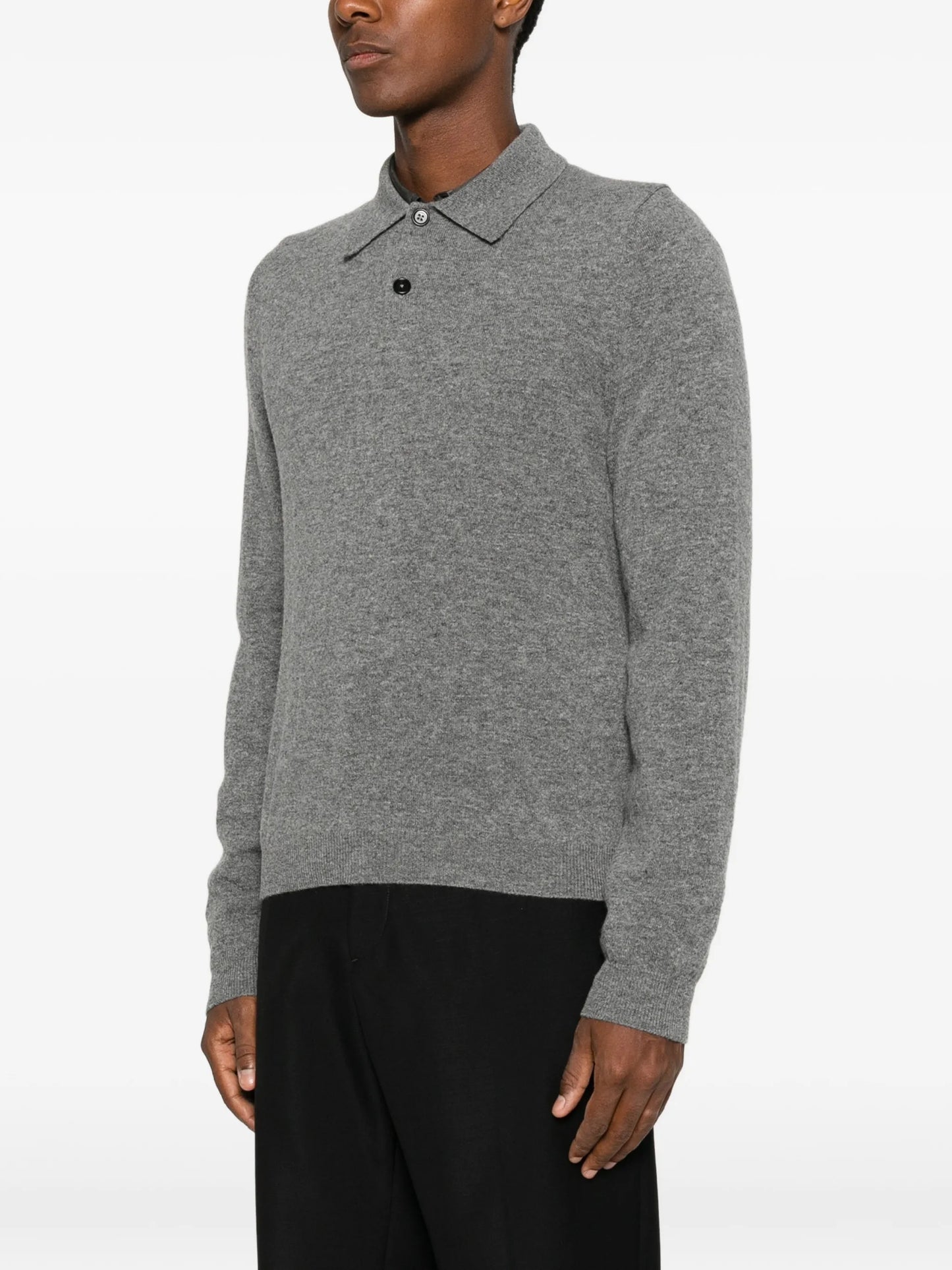 long-sleeve wool polo shirt