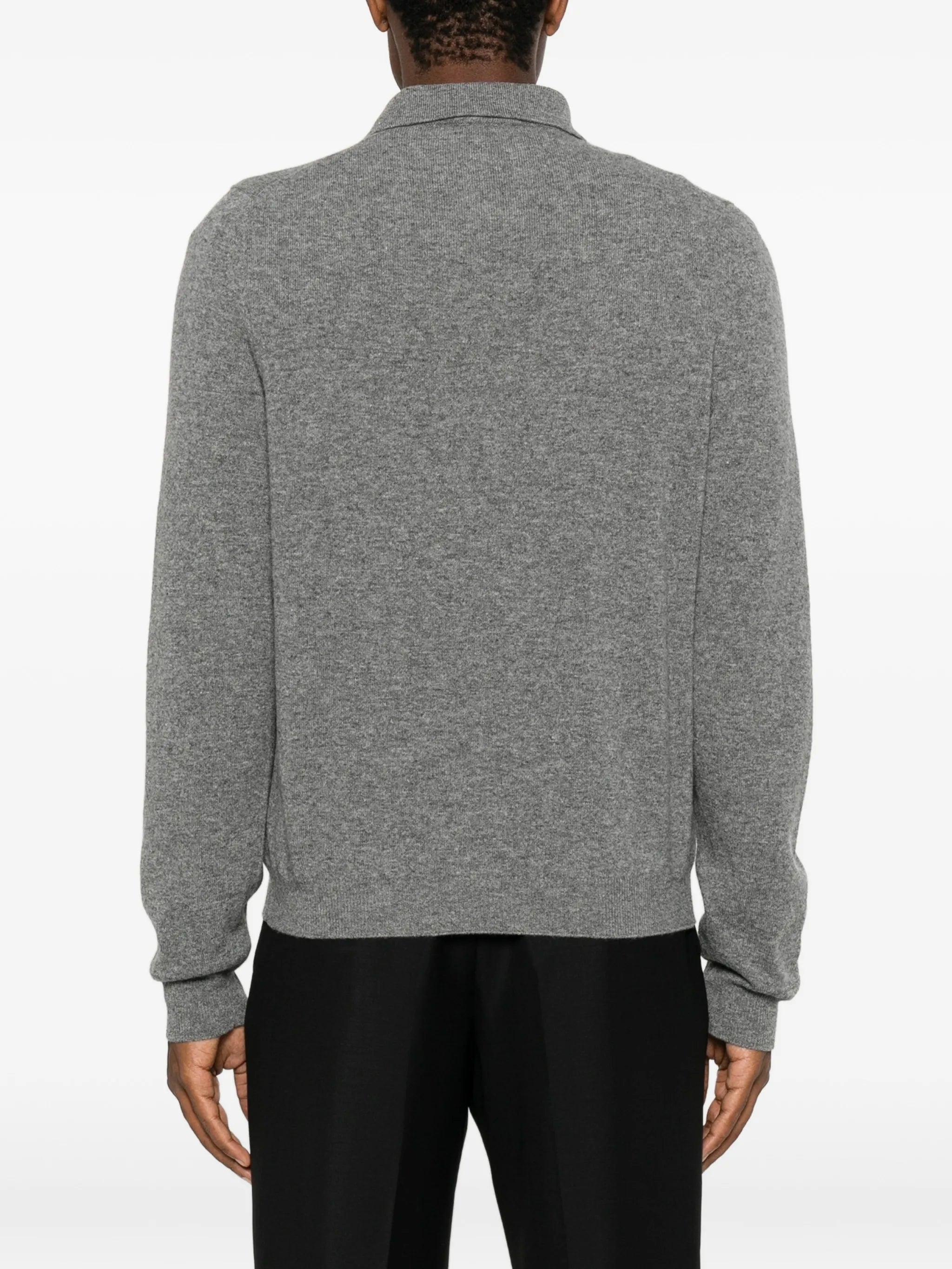 long-sleeve wool polo shirt