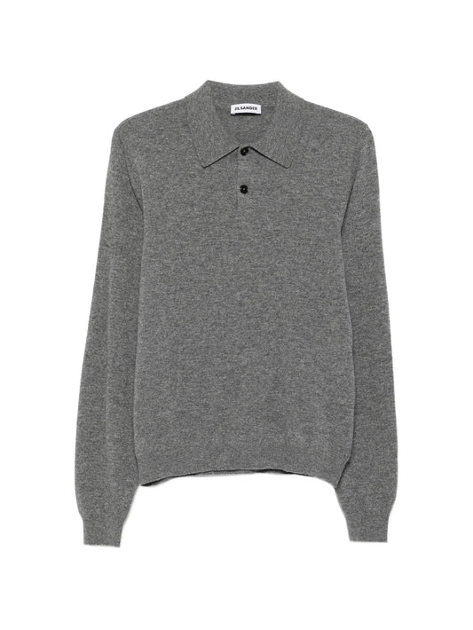 long-sleeve wool polo shirt