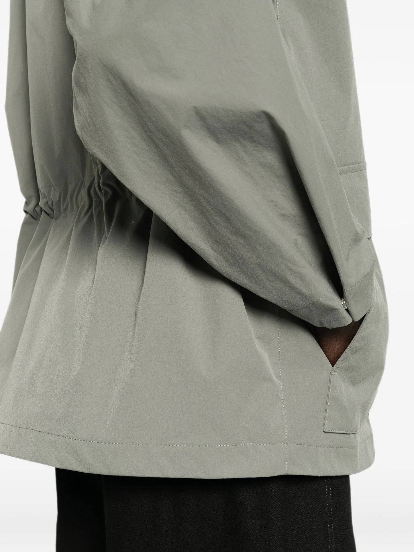 high-neck drawstring-waist coat