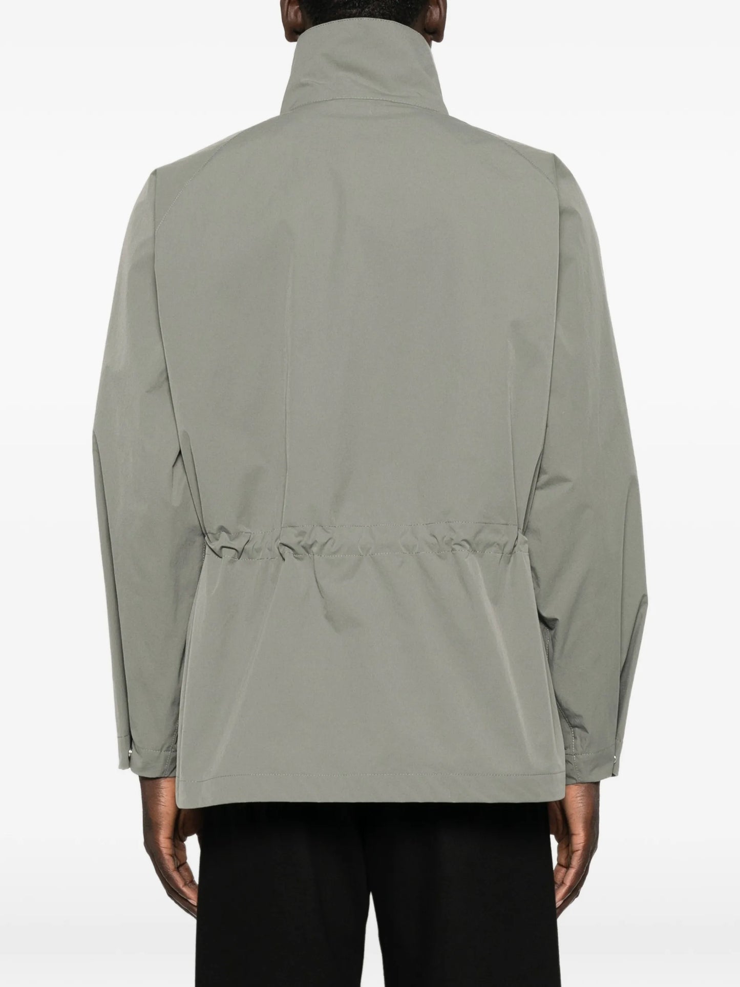 high-neck drawstring-waist coat