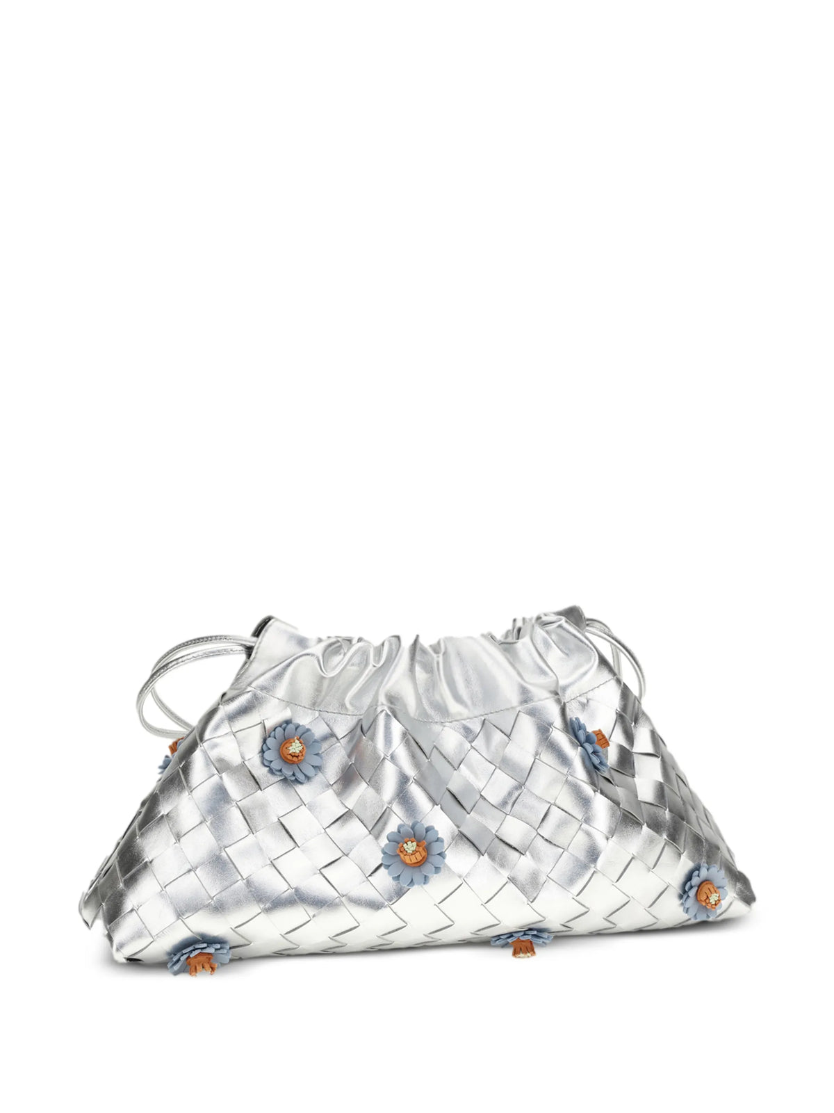 woven floral leather clutch bag