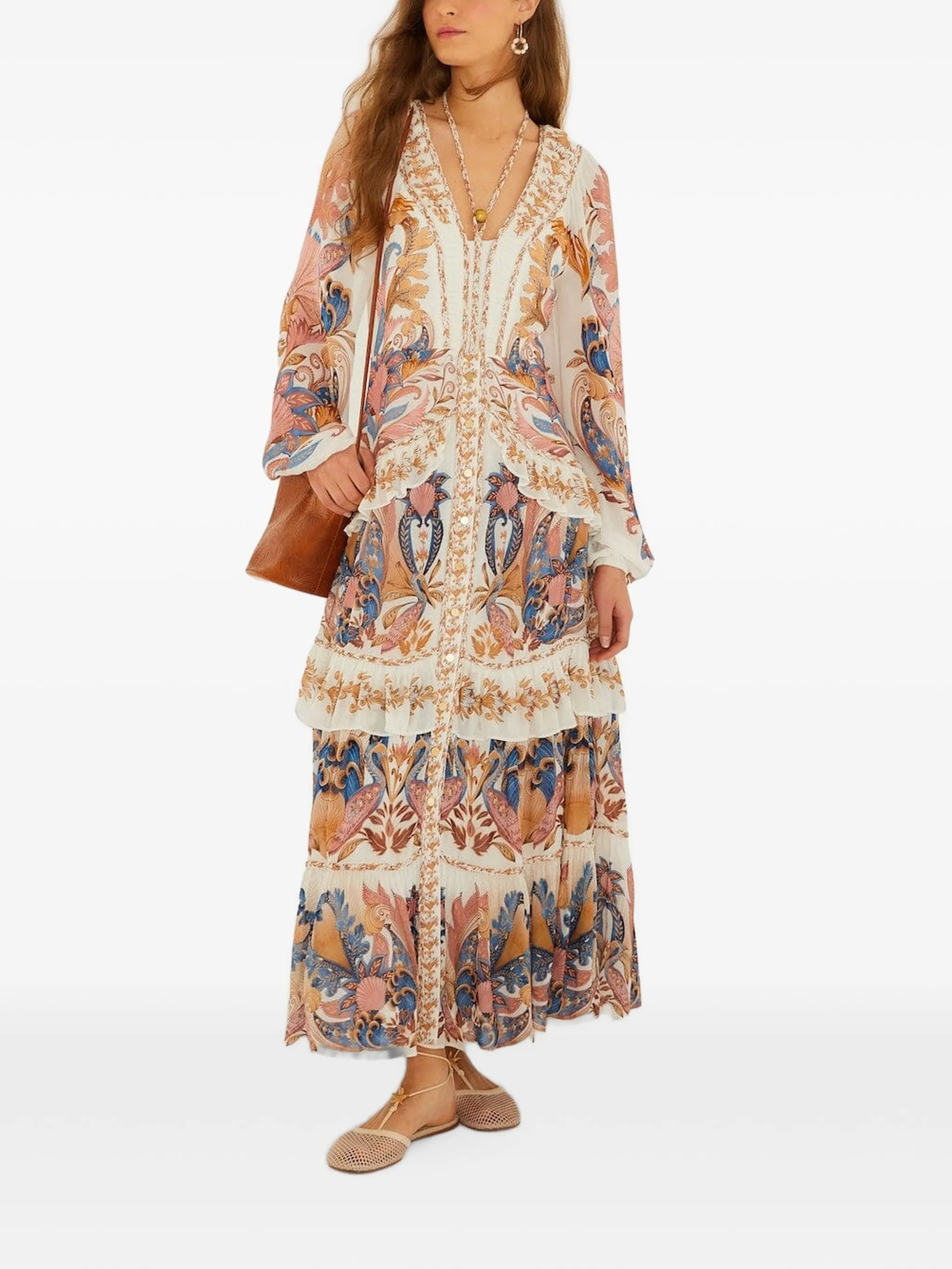 Sea Garden ruffled maxi dress