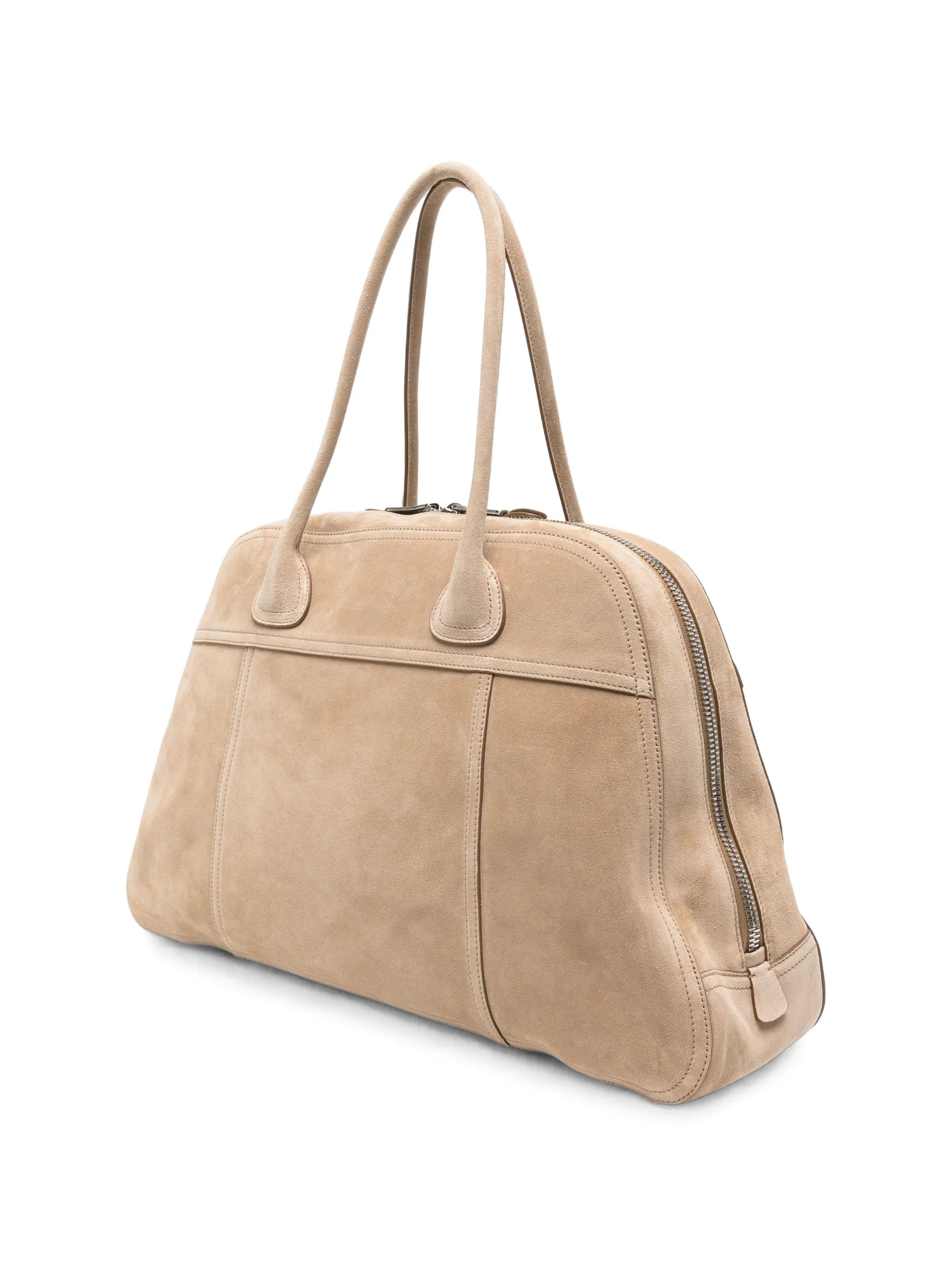 logo-embossed suede tote bag