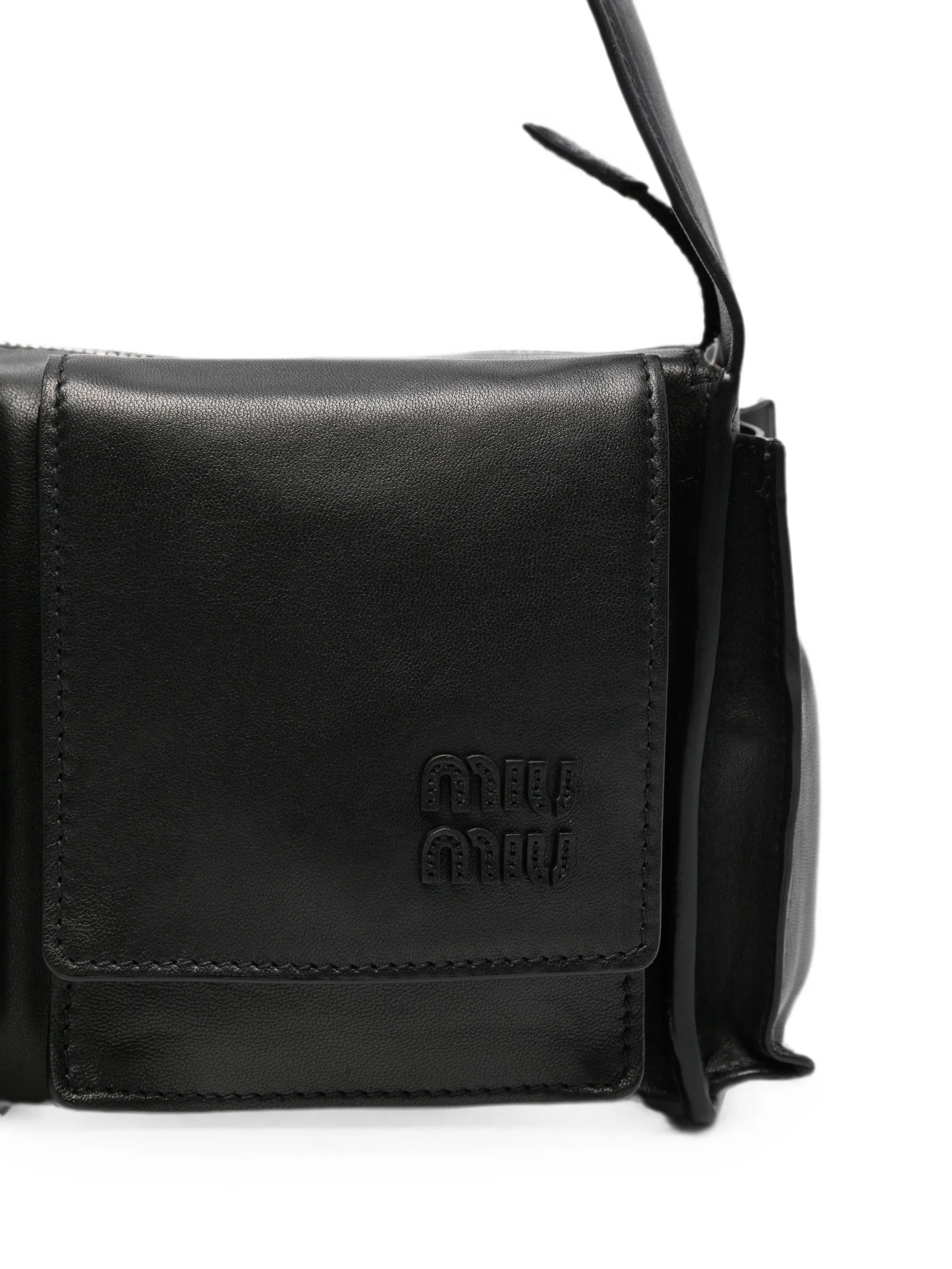 multi-pocket leather shoulder bag