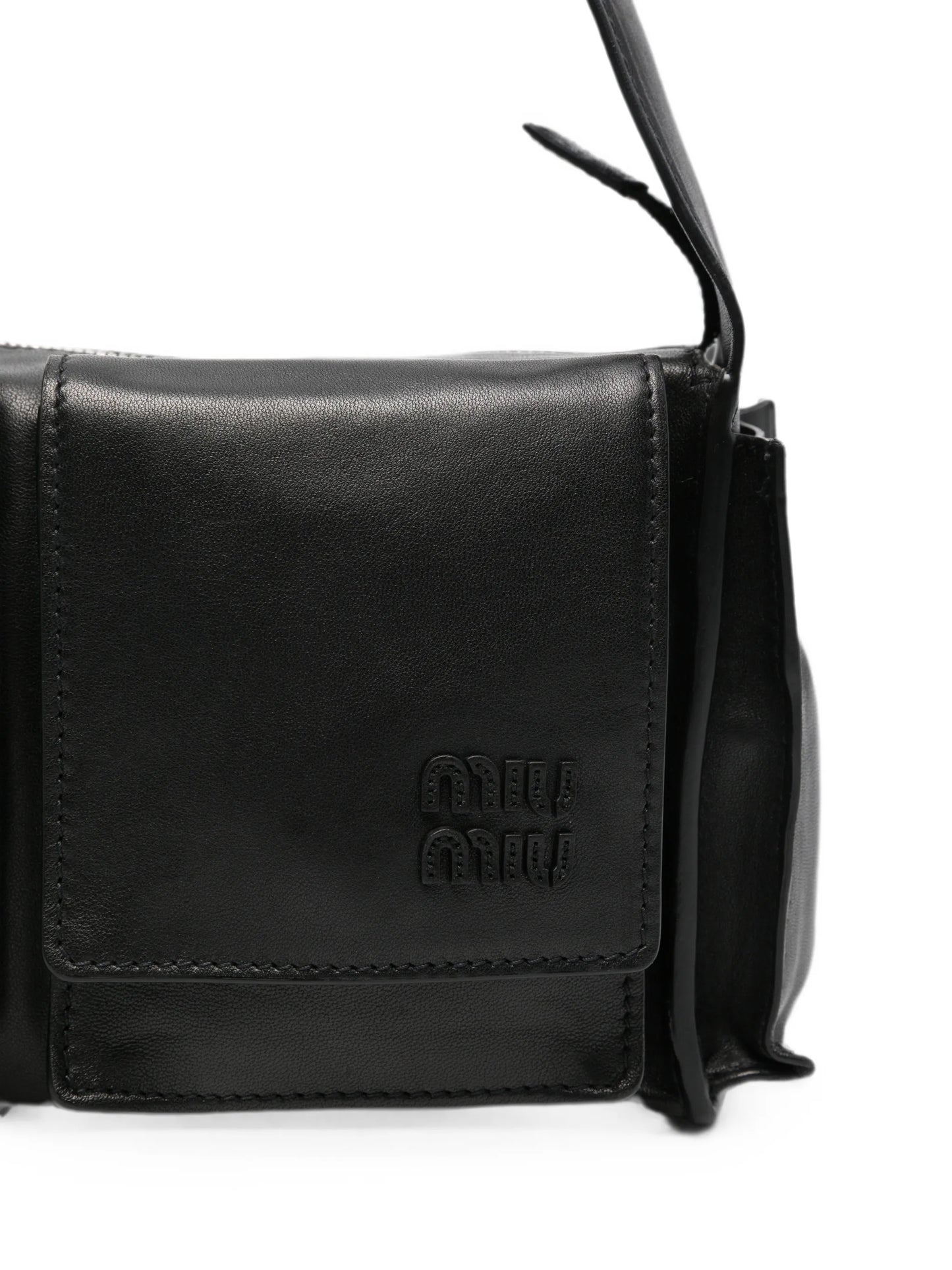 multi-pocket leather shoulder bag
