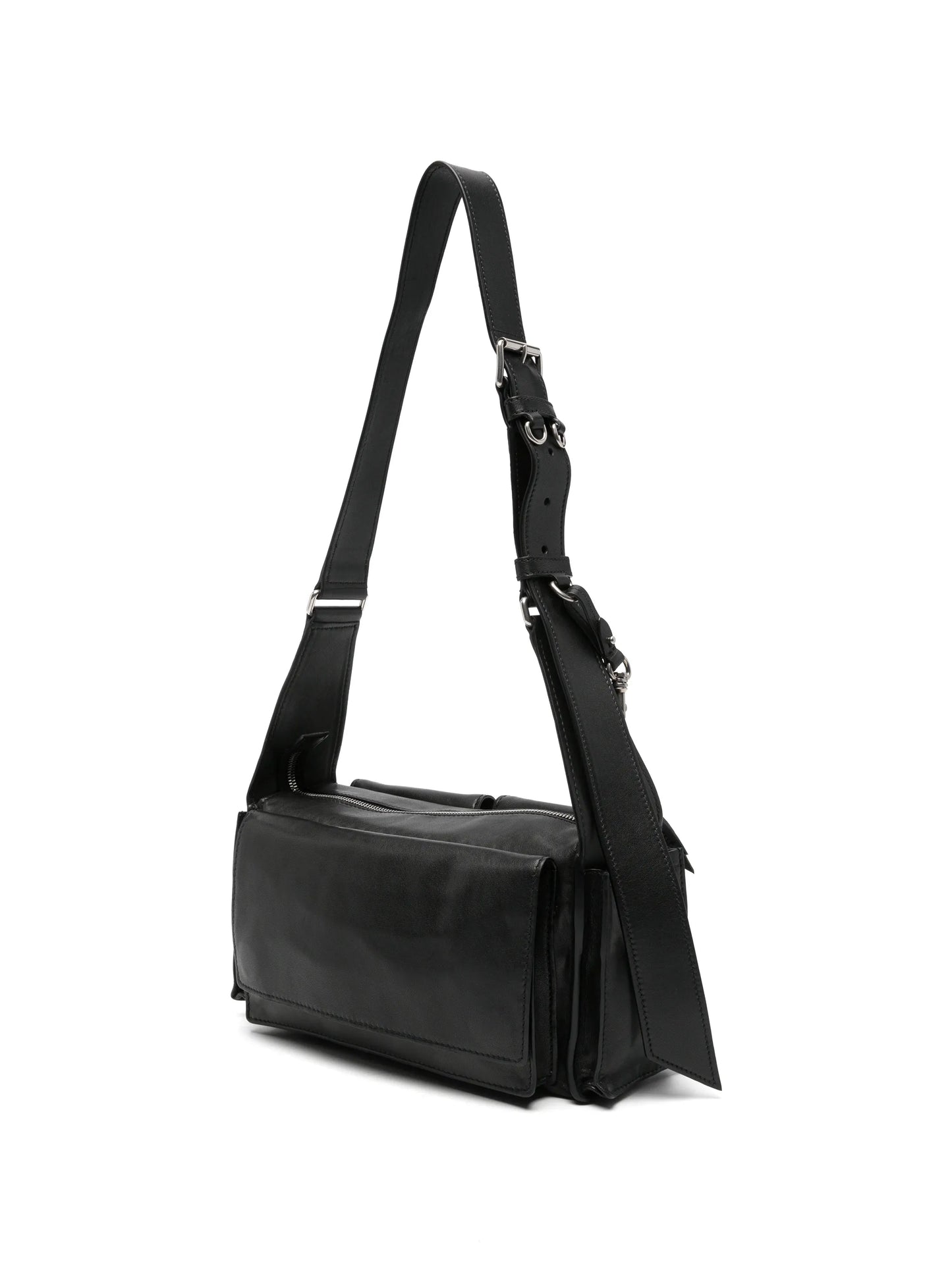multi-pocket leather shoulder bag