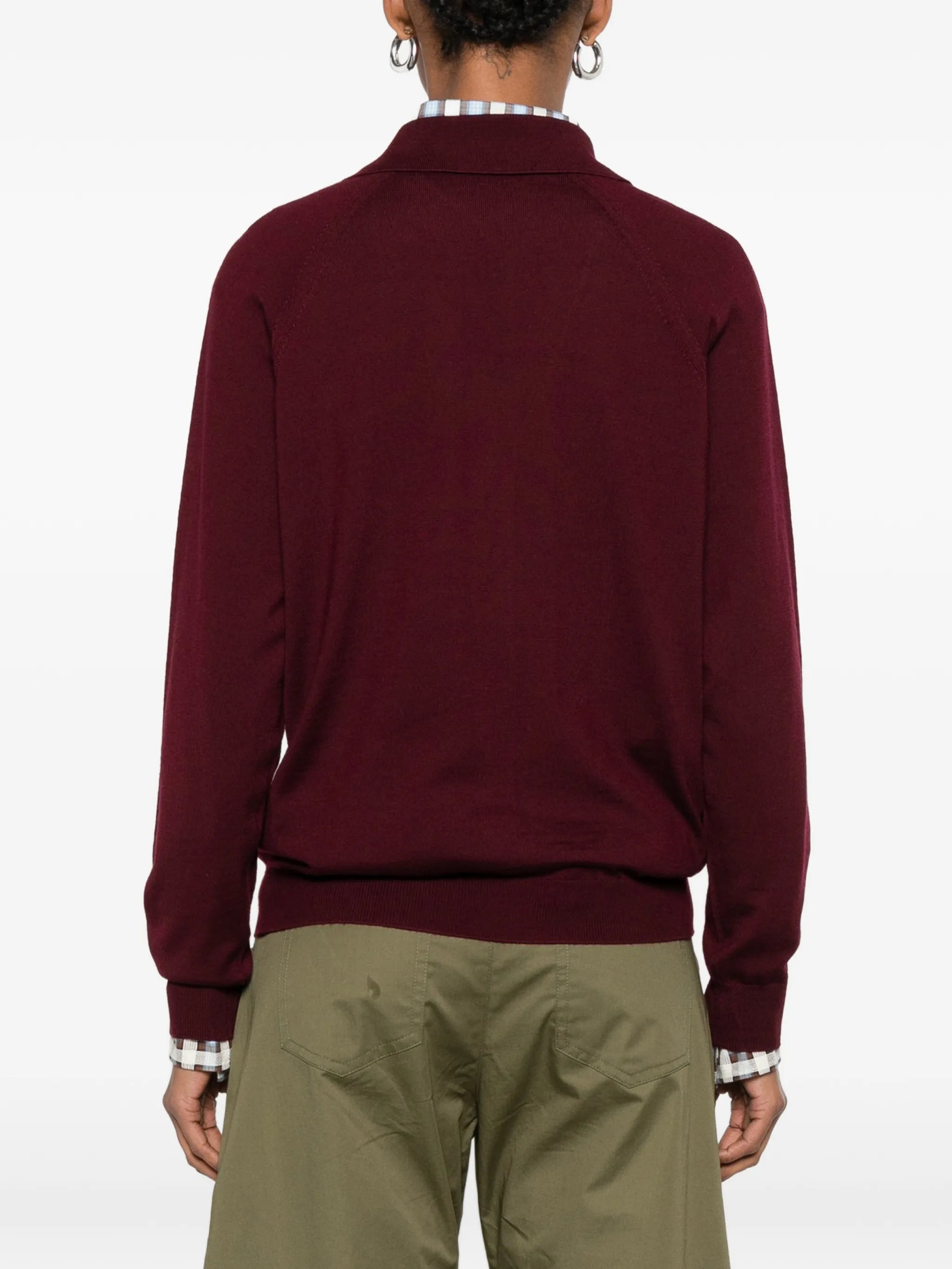 logo-embroidered V-neck cardigan