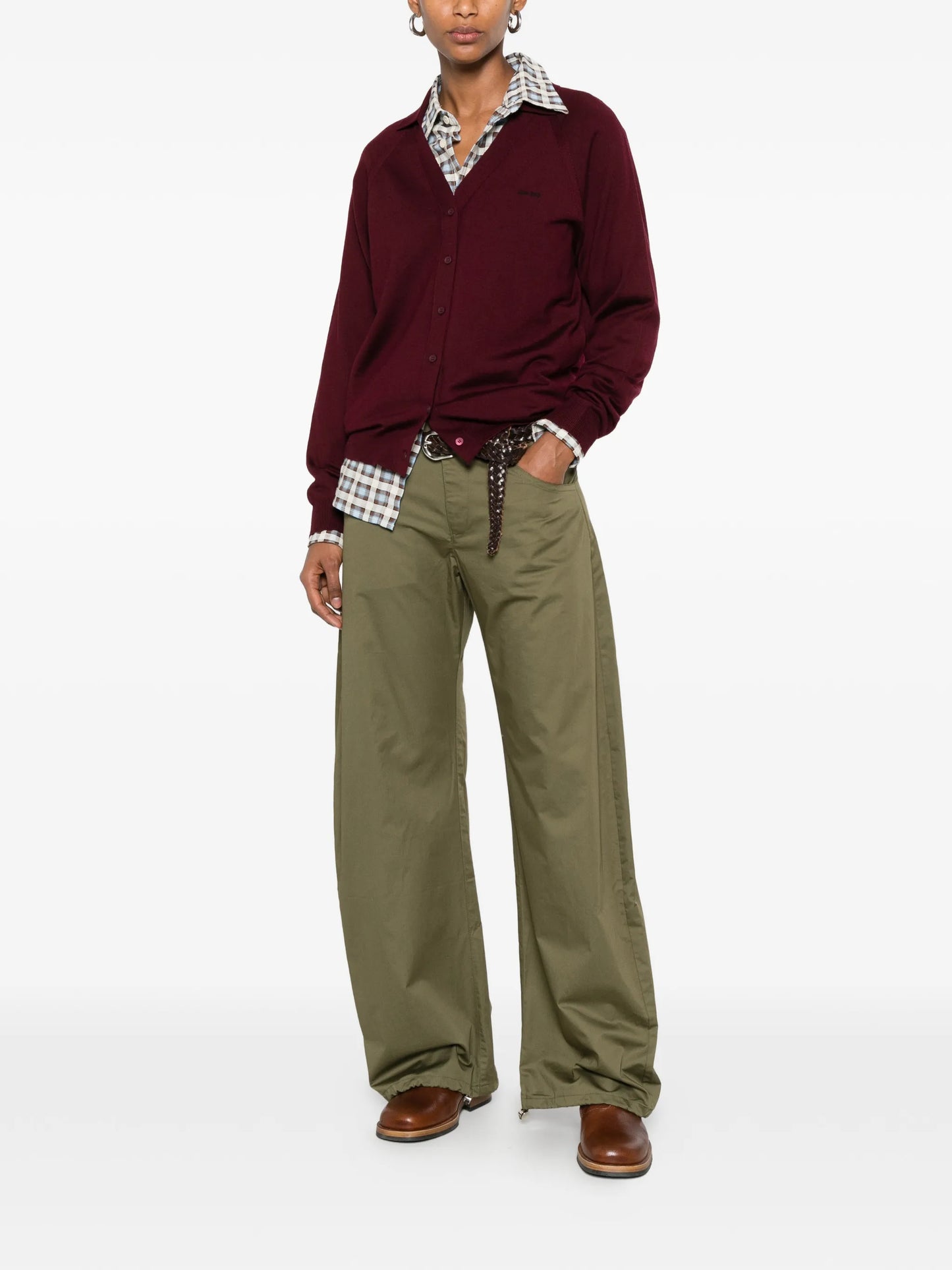 V-neck logo-embroidered cardigan