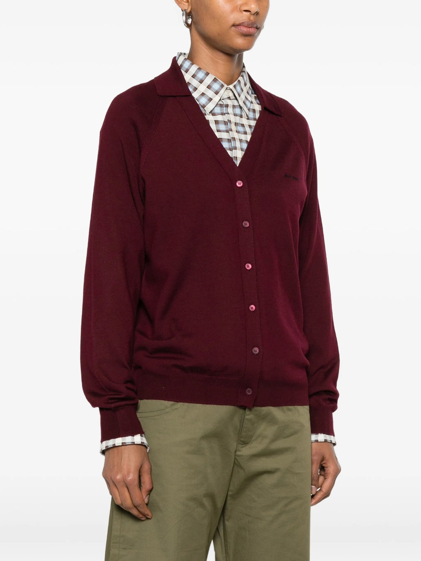 V-neck logo-embroidered cardigan