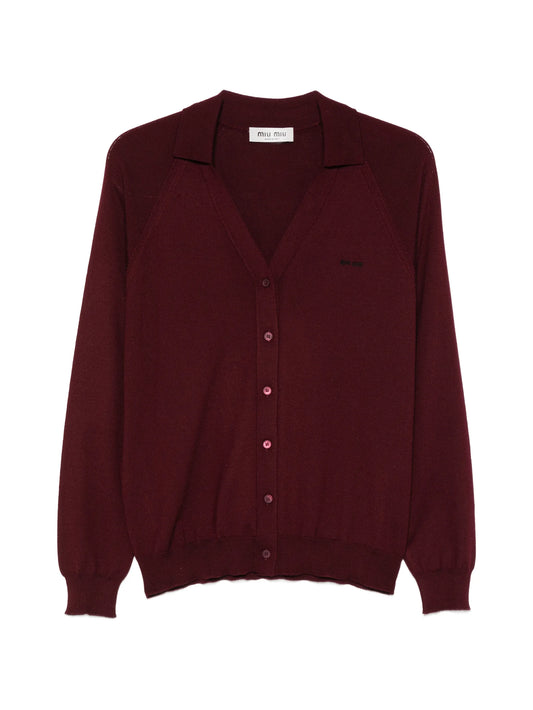 logo-embroidered cardigan