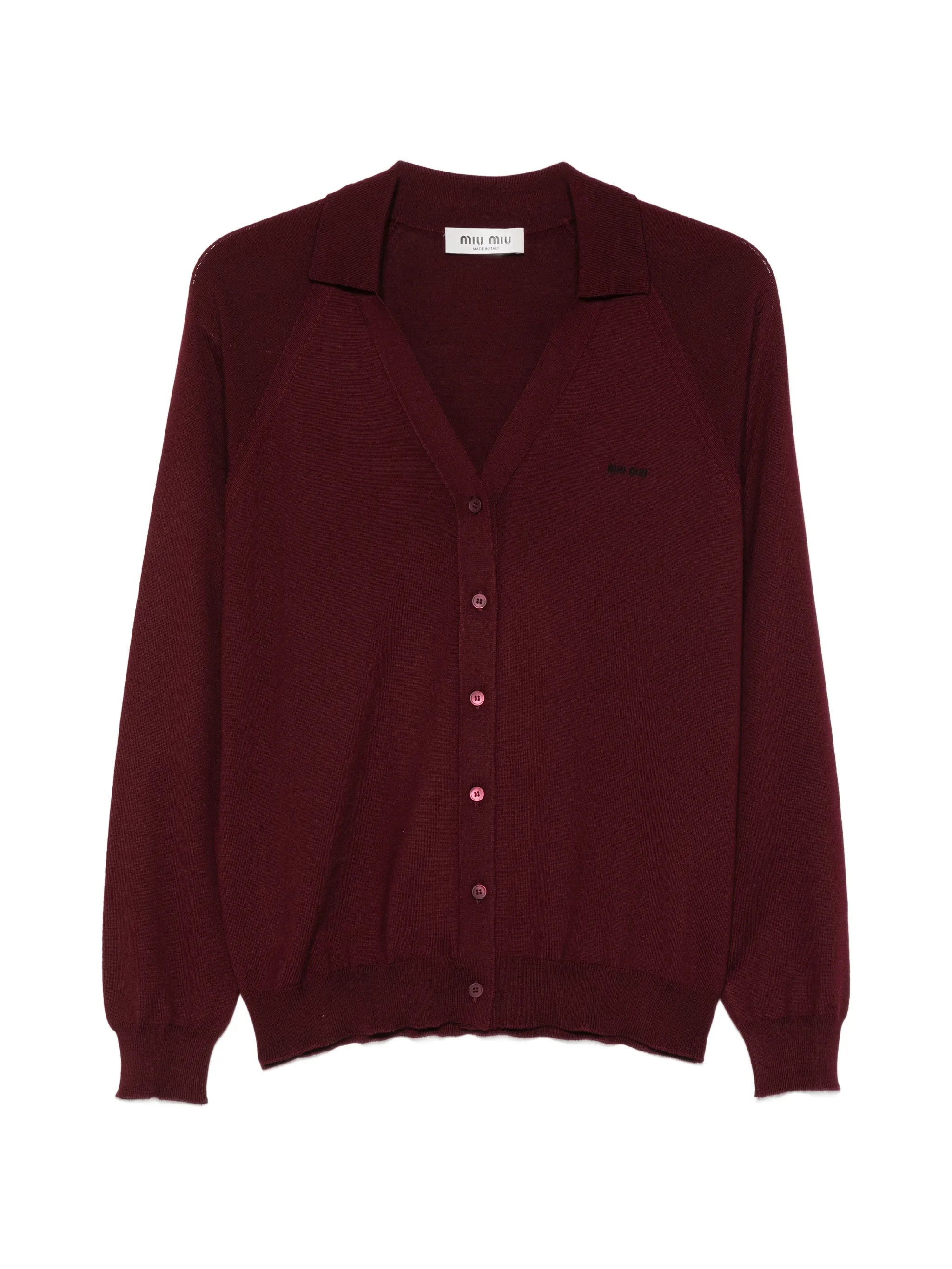 logo-embroidered V-neck cardigan