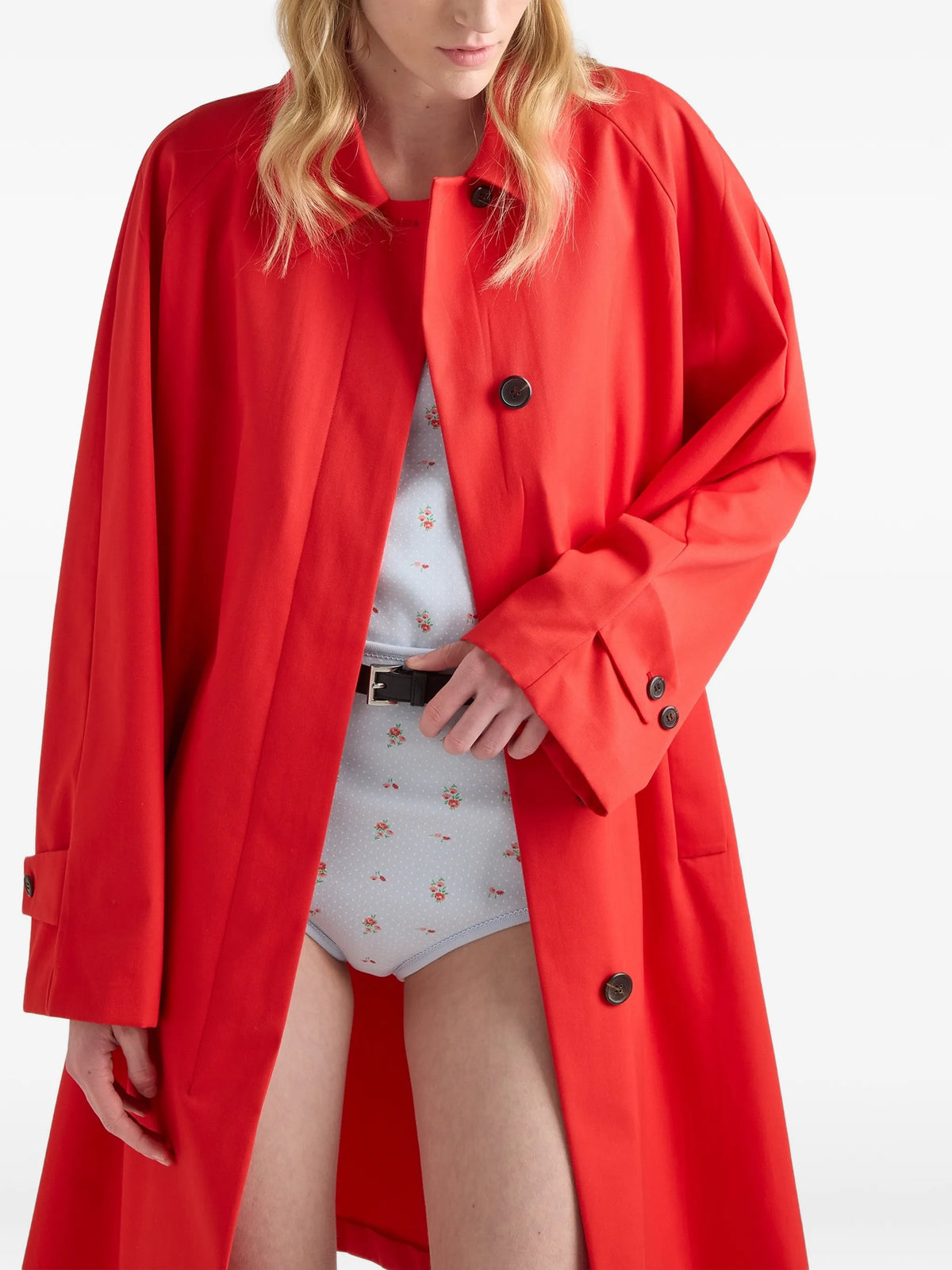single-breasted gabardine coat