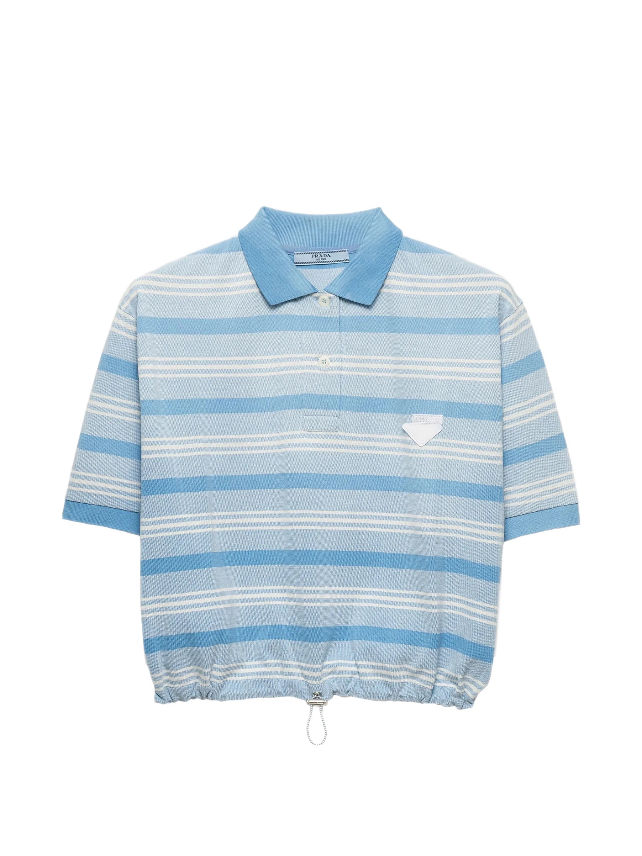 striped print piqué polo shirt
