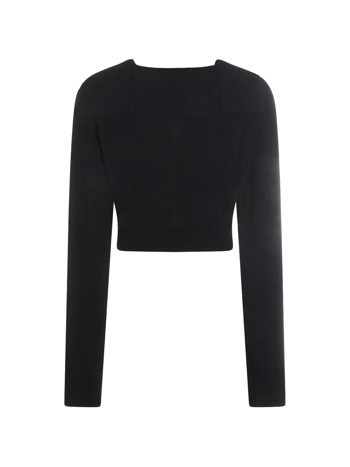 Temple Dracu cropped V-neck sweater in heavy wool knit