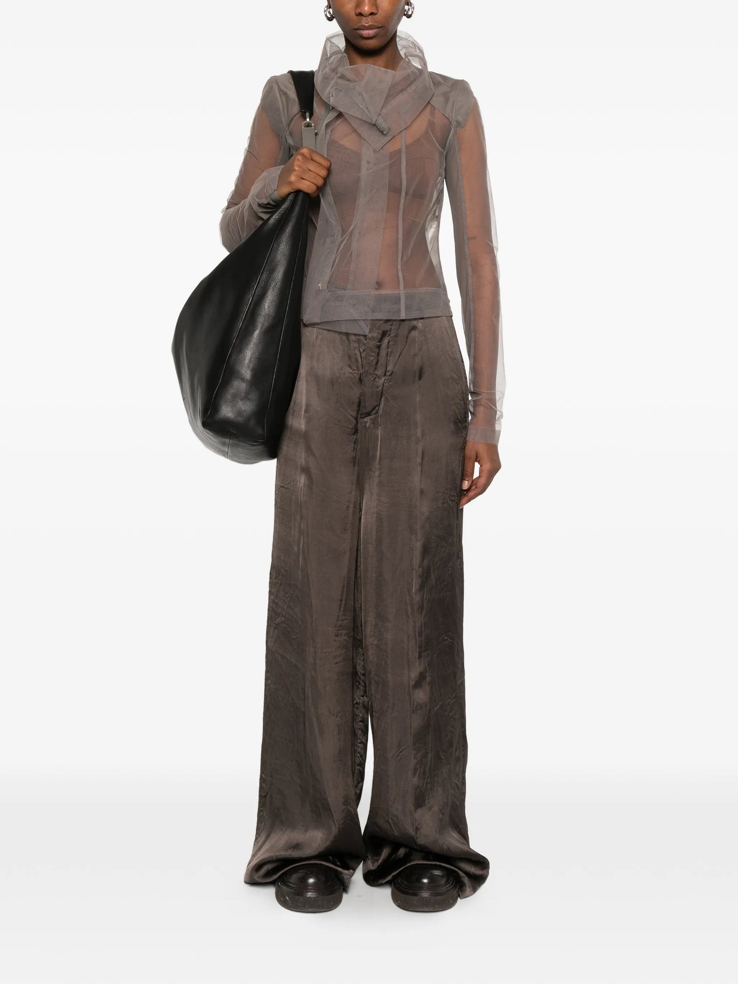 tulle zip-up  blouse