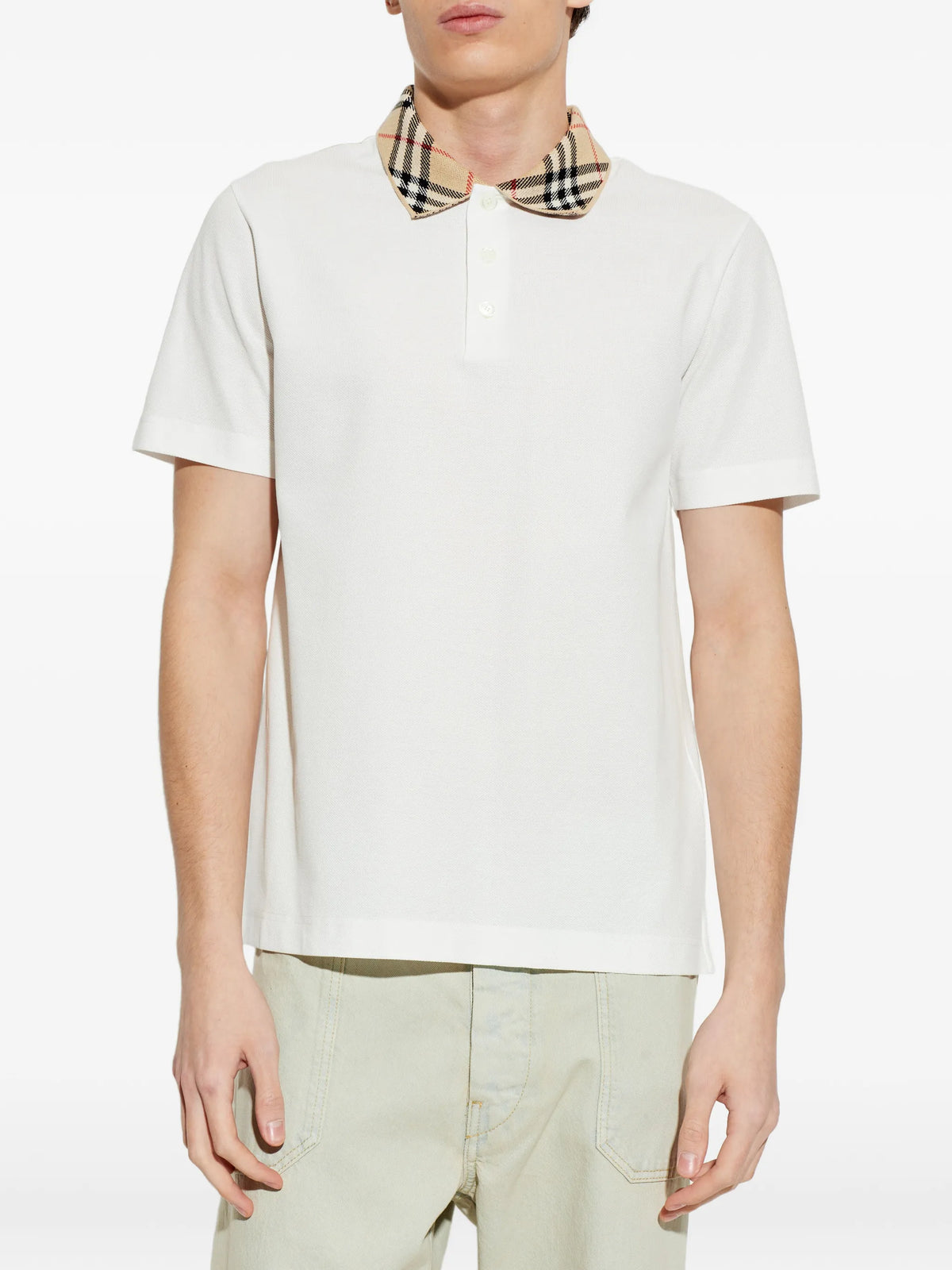 Check collar polo shirt