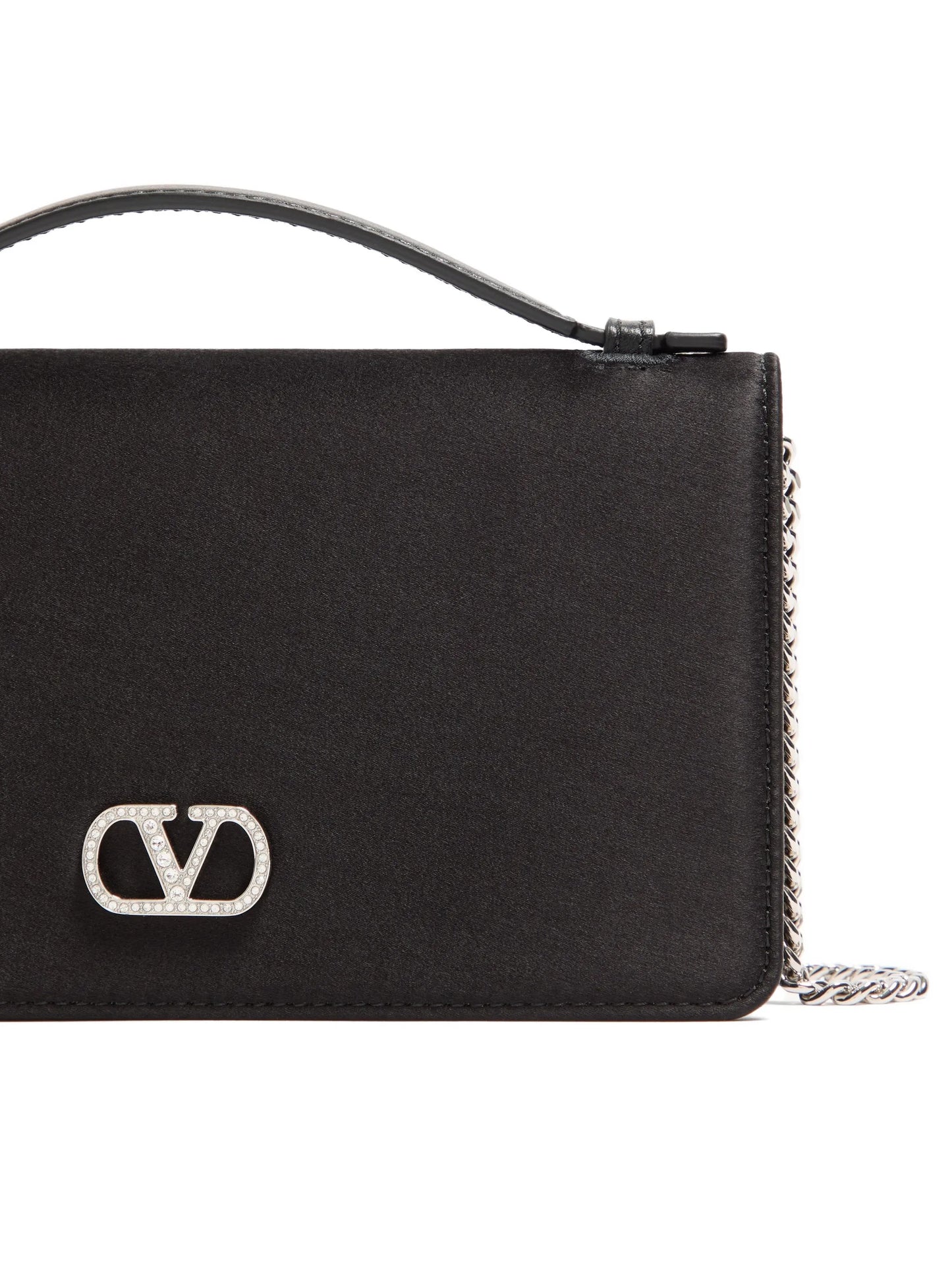 Vlogo Signature chain wallet in satin with jewel logo