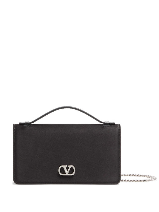 Vlogo Signature chain wallet in satin with jewel logo