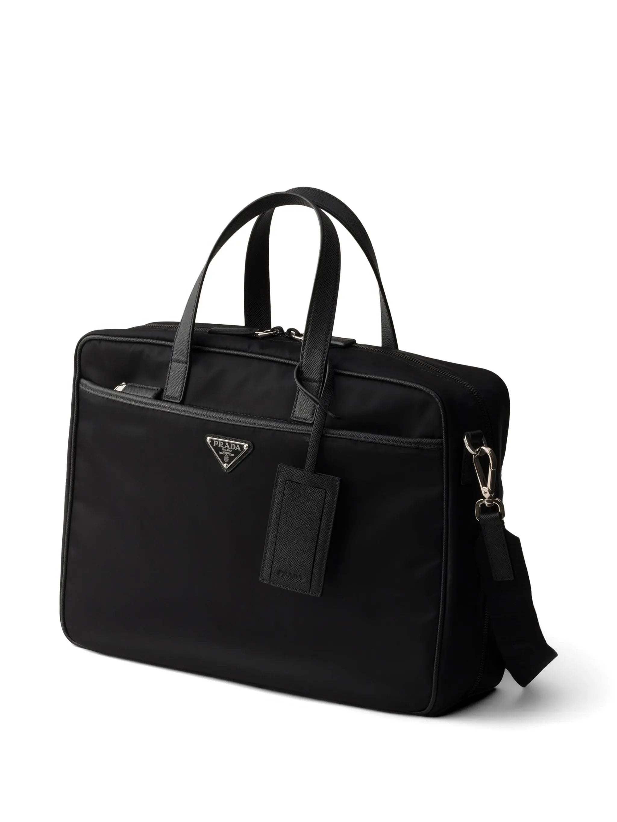 Re-Nylon and saffiano leather work bag