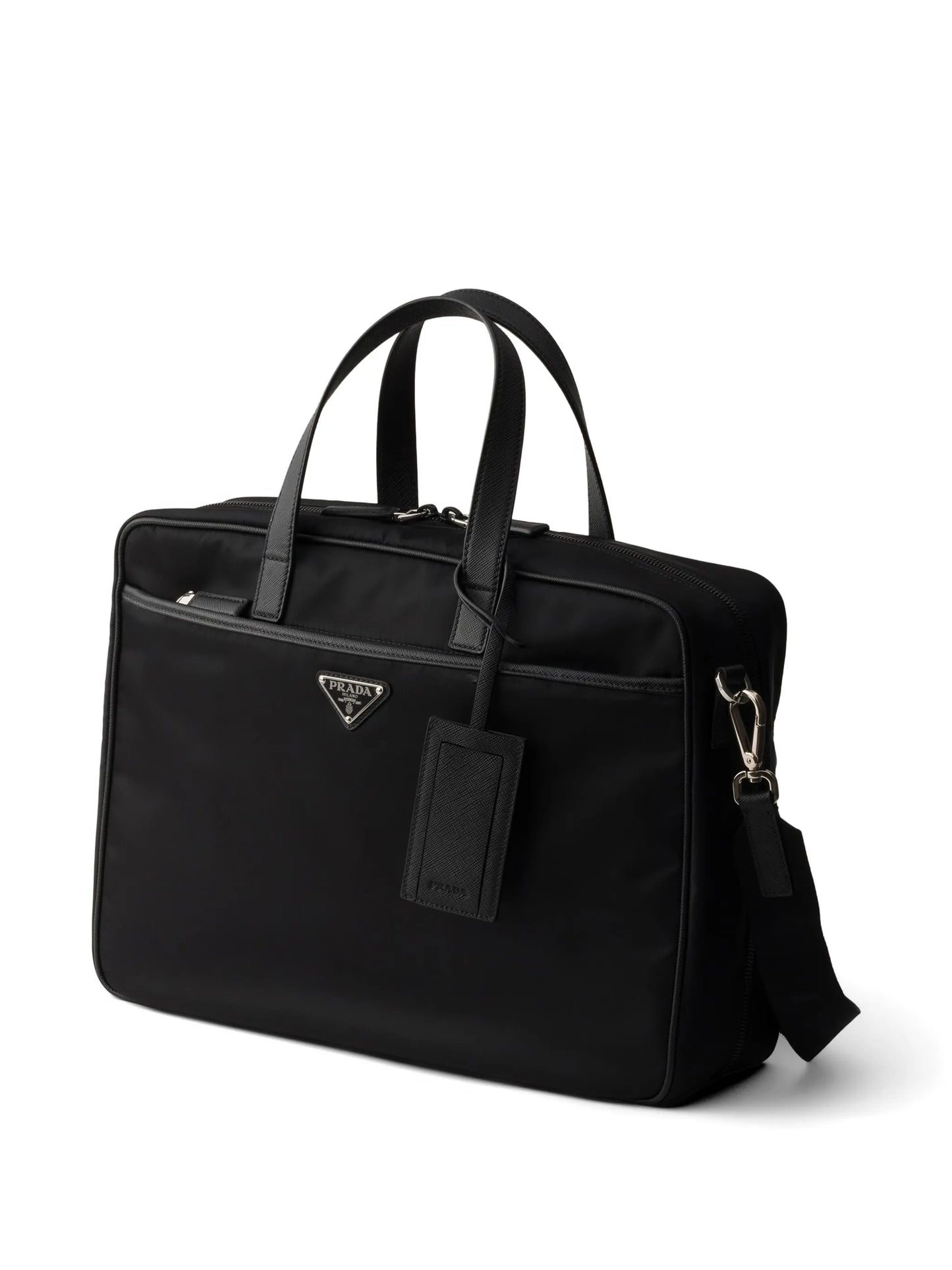 Re-Nylon and saffiano leather work bag
