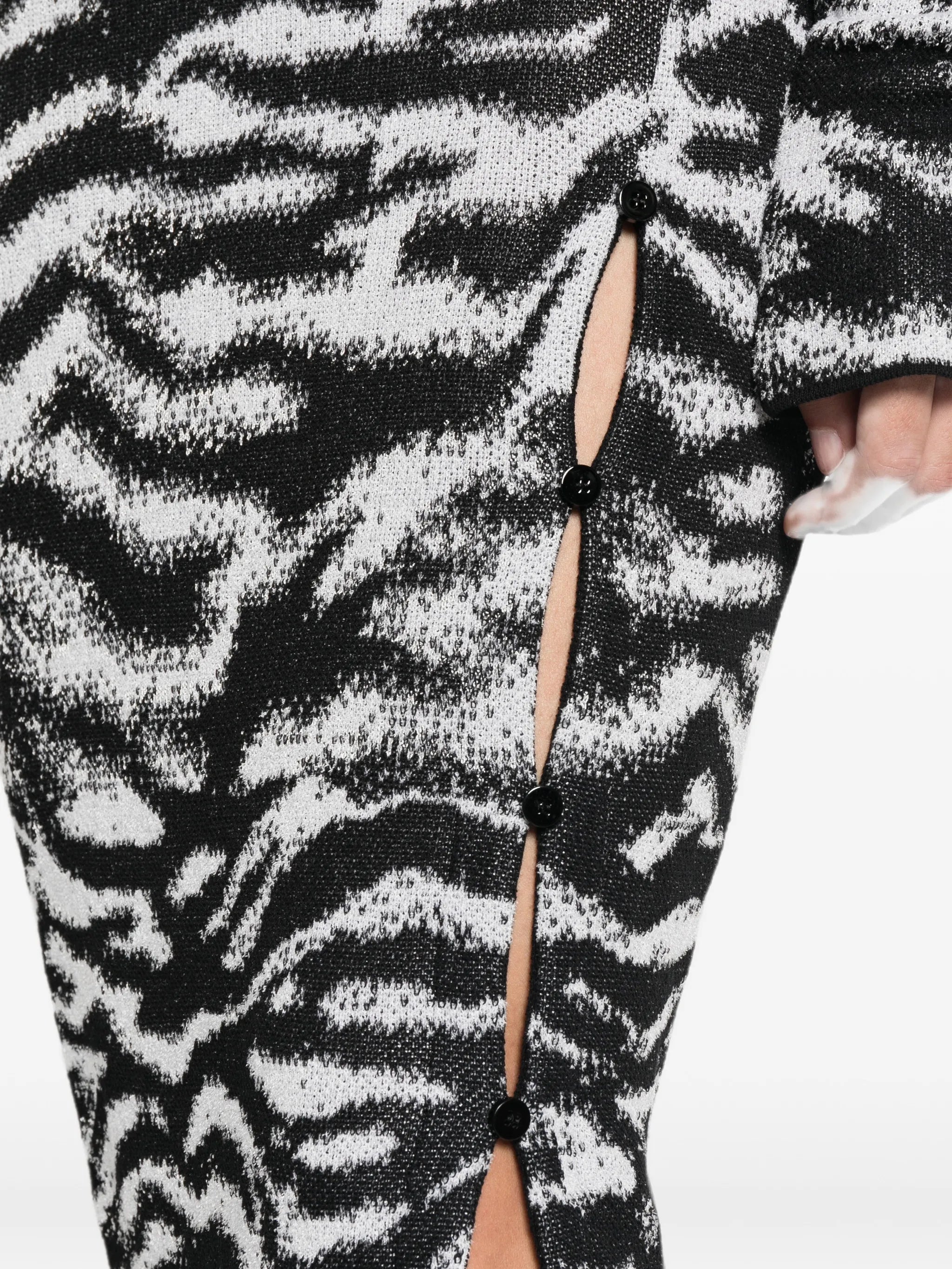 zebra-print backless midi dress