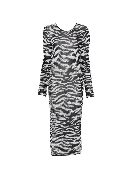white and black midi dress