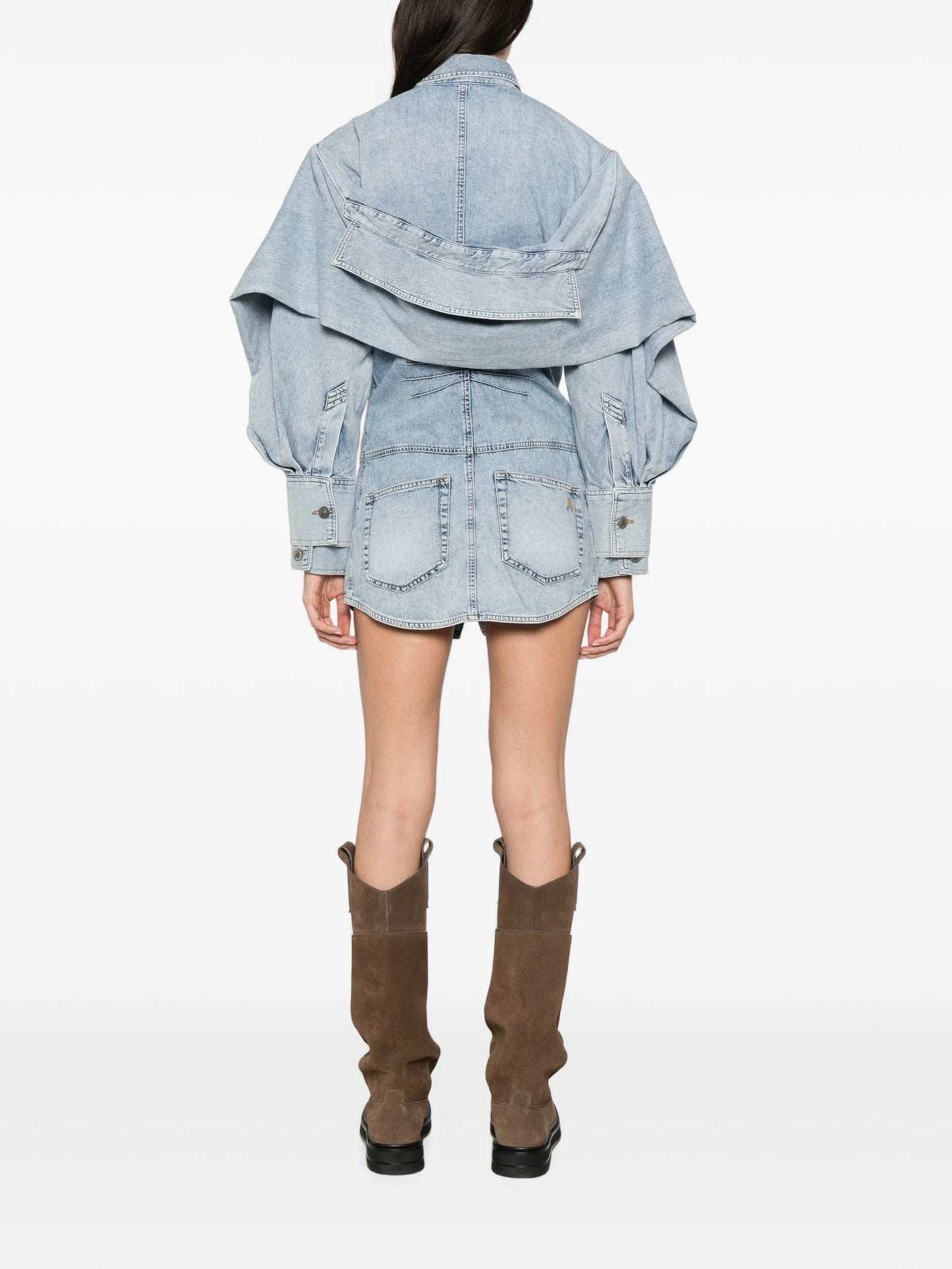 ruffled long-sleeve mini dress