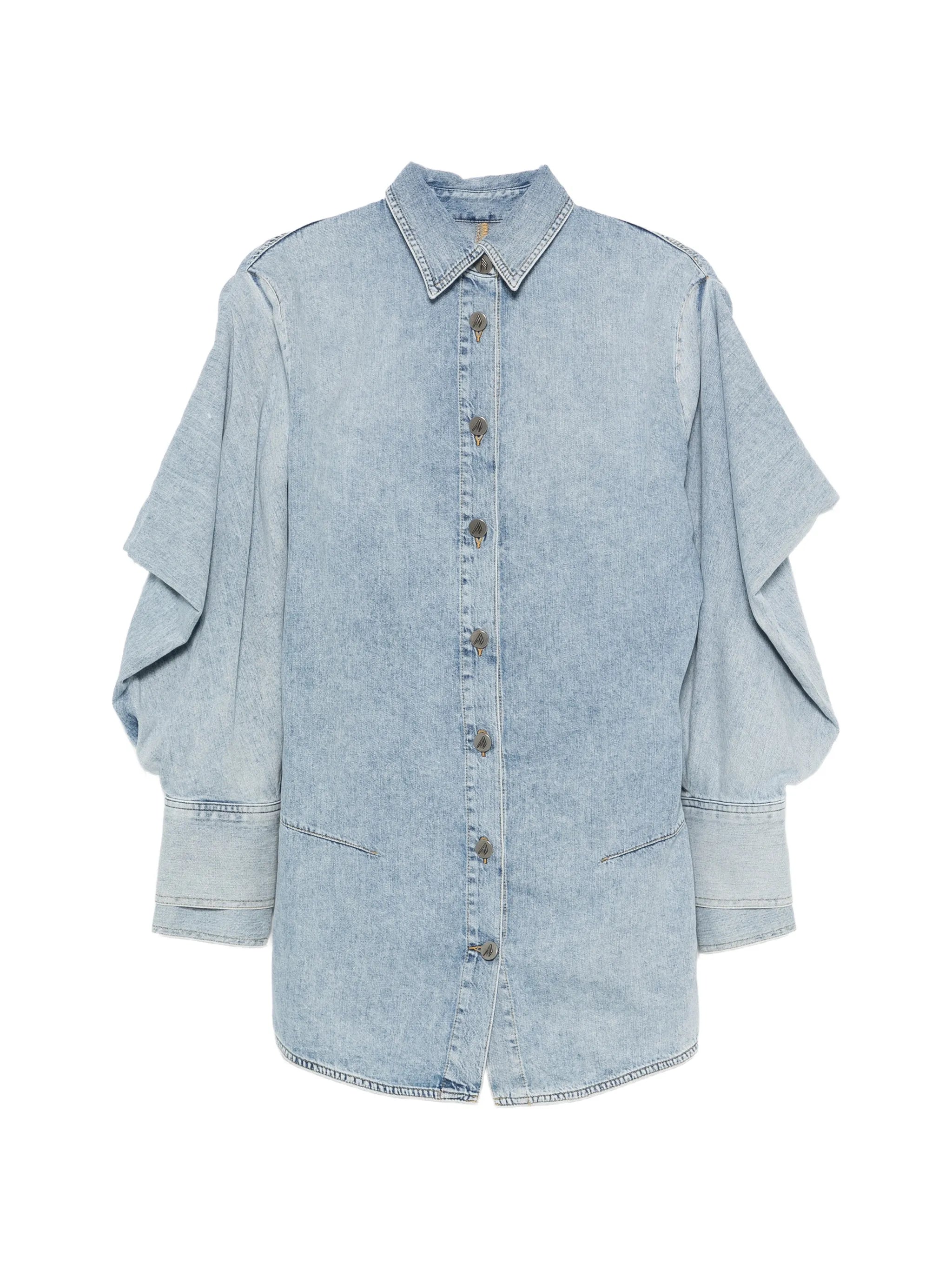 draped denim dress