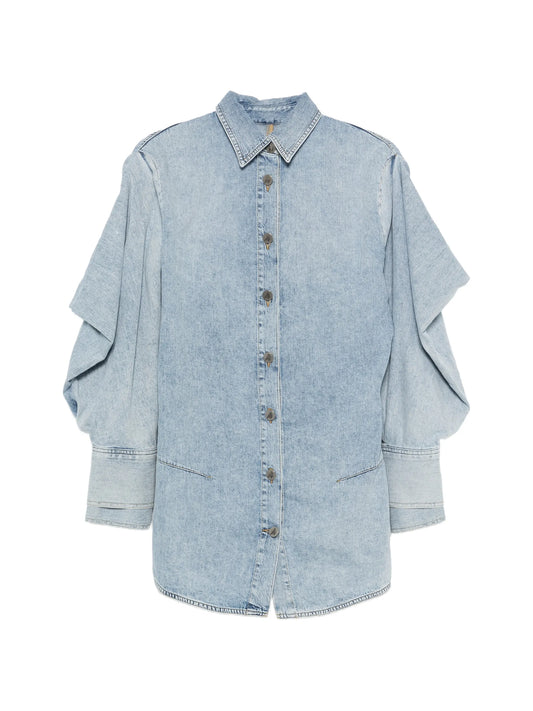 draped denim dress