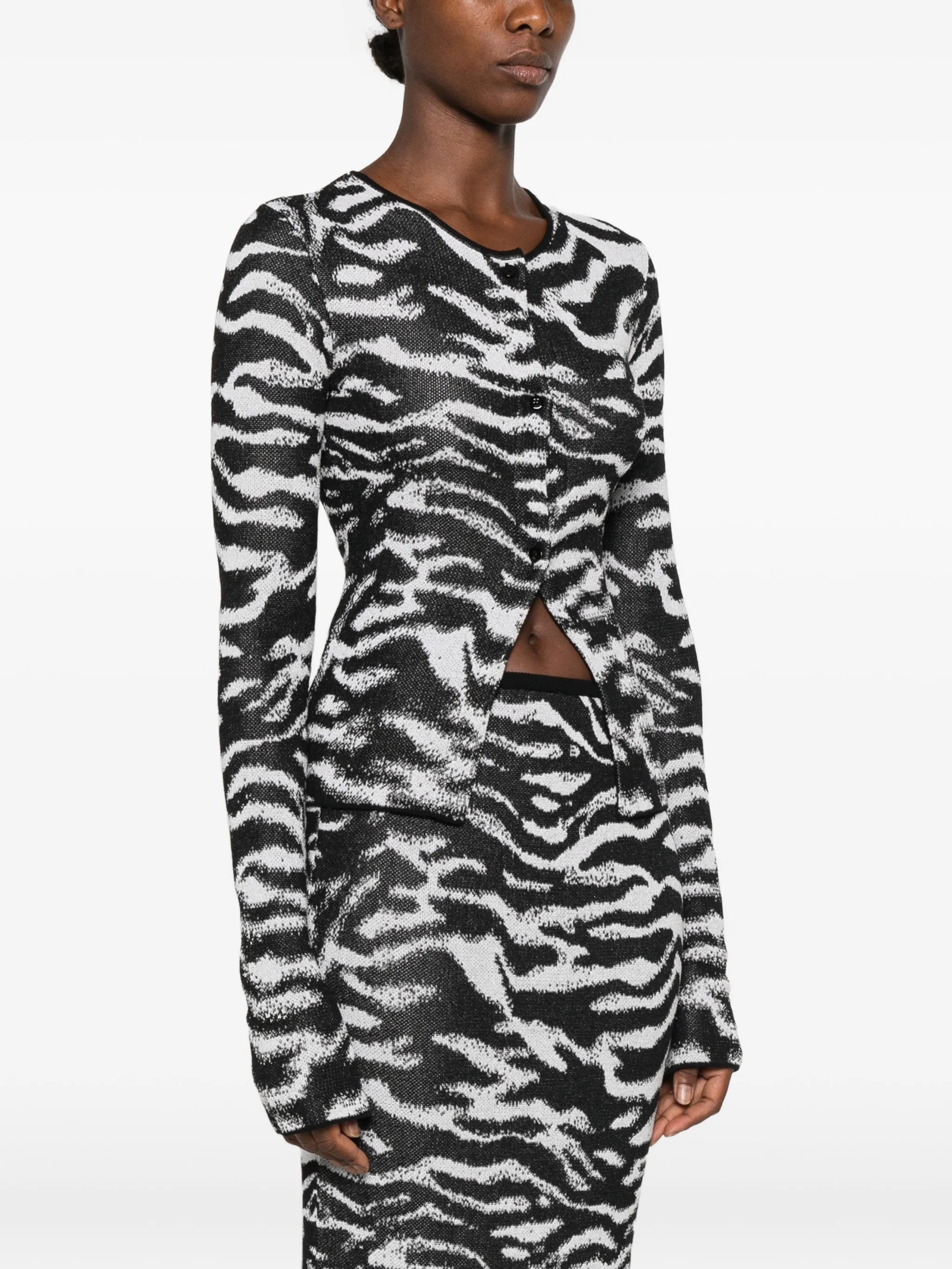 zebra-print long-sleeve cardigan
